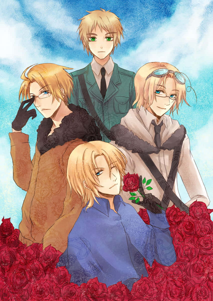 Hetalia, blonde hair, red roses, SD Phone Wallpaper