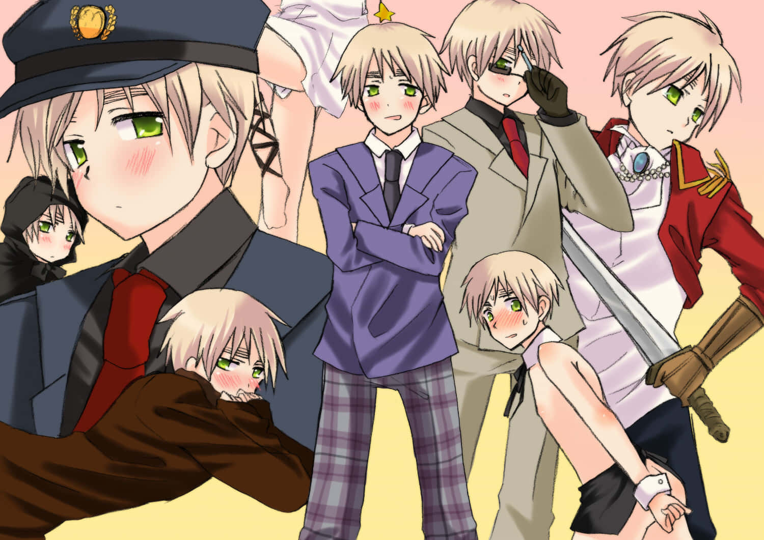 Hetalia, anime boys, green eyes, HD Desktop Wallpaper