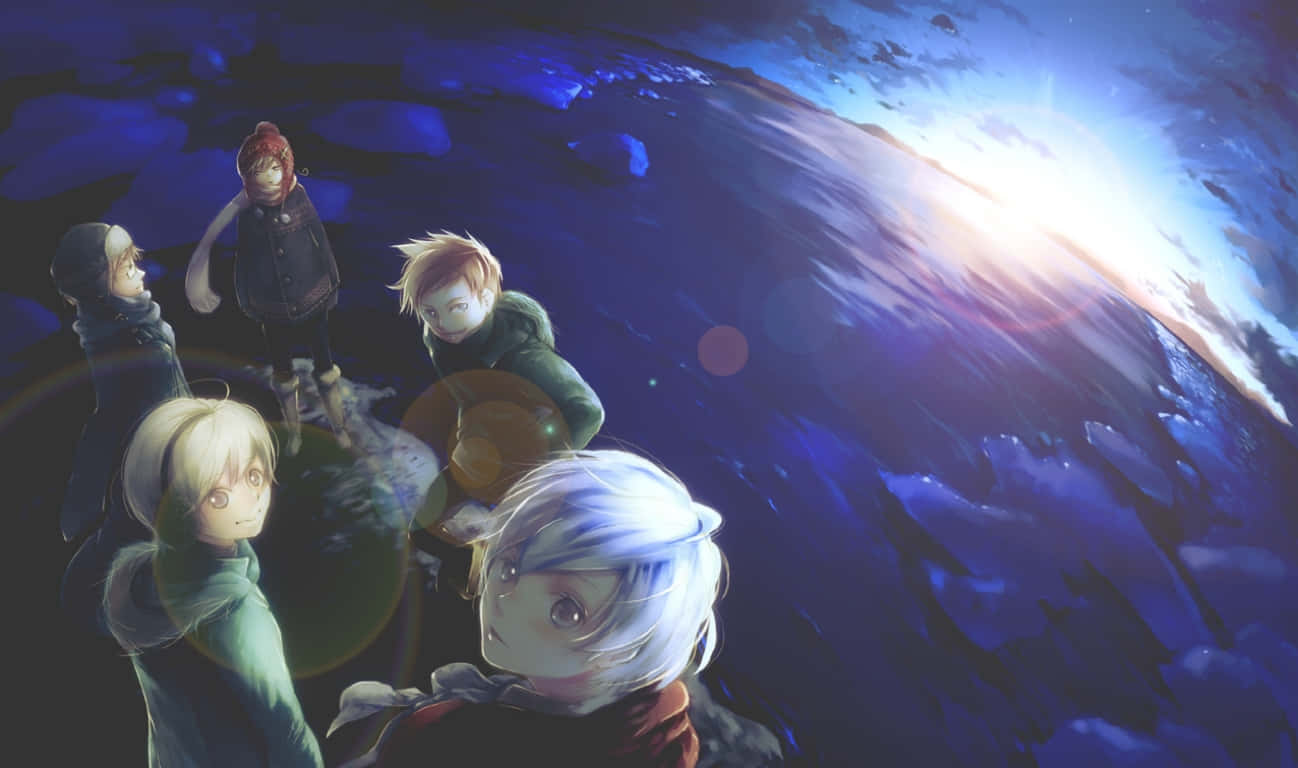 Hetalia, anime characters, glowing sun, HD Desktop Wallpaper