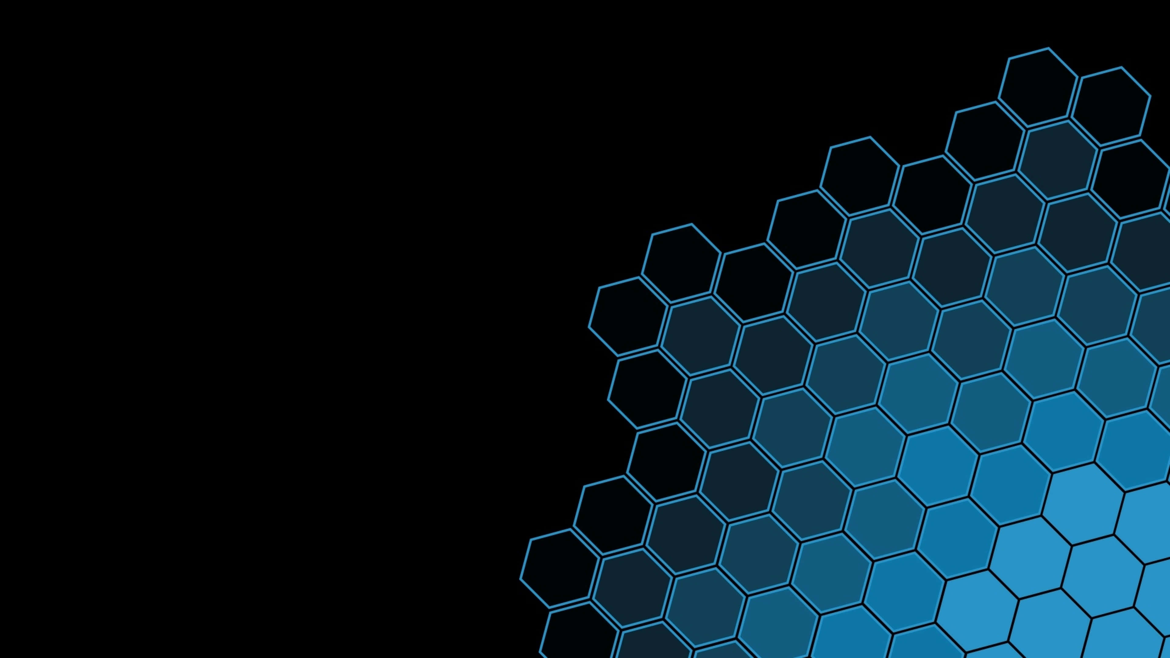 hexagon, blue, black, 4K Desktop Wallpaper