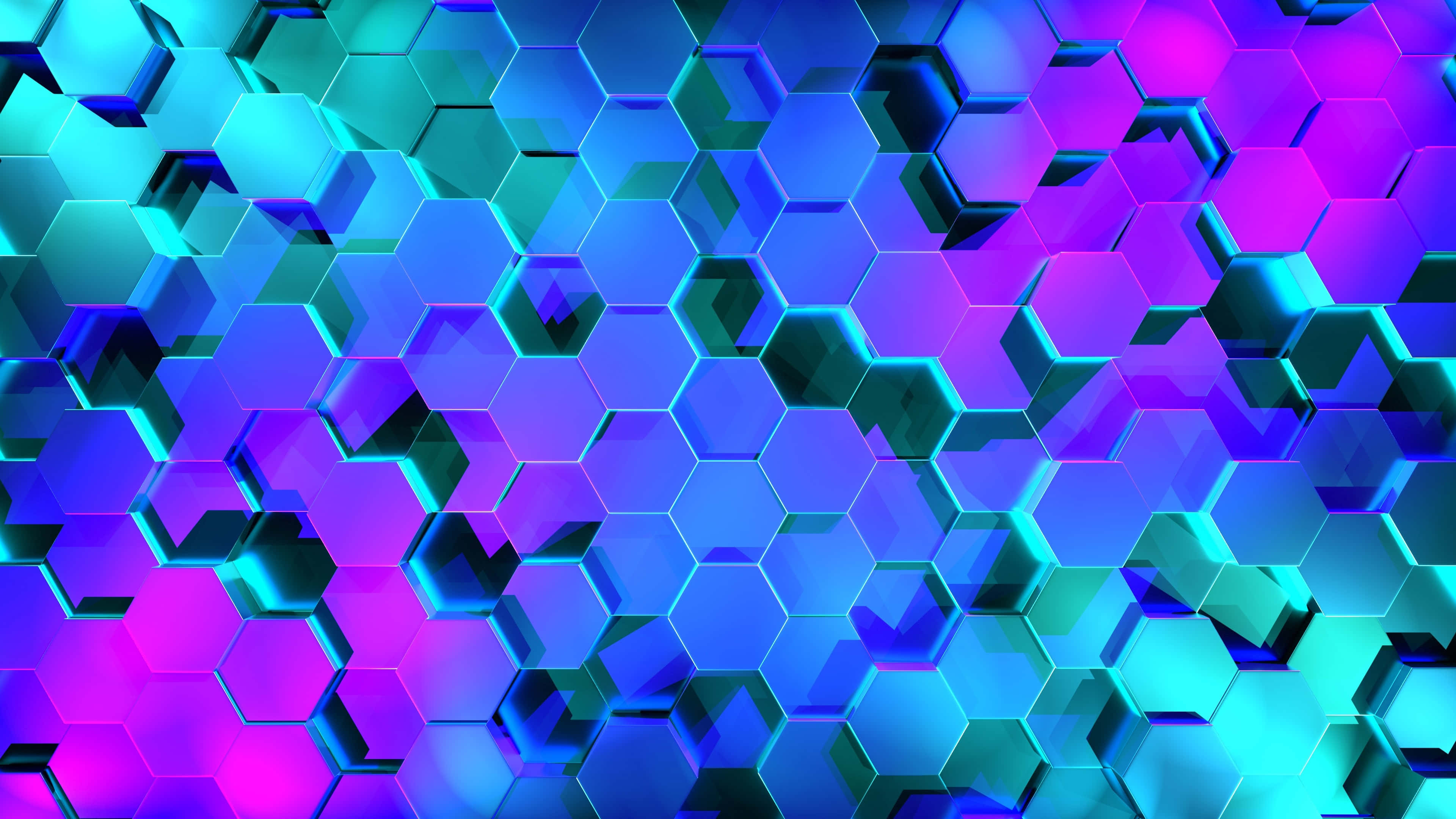 Hexagon 4K, blue, purple, 4K Desktop Wallpaper