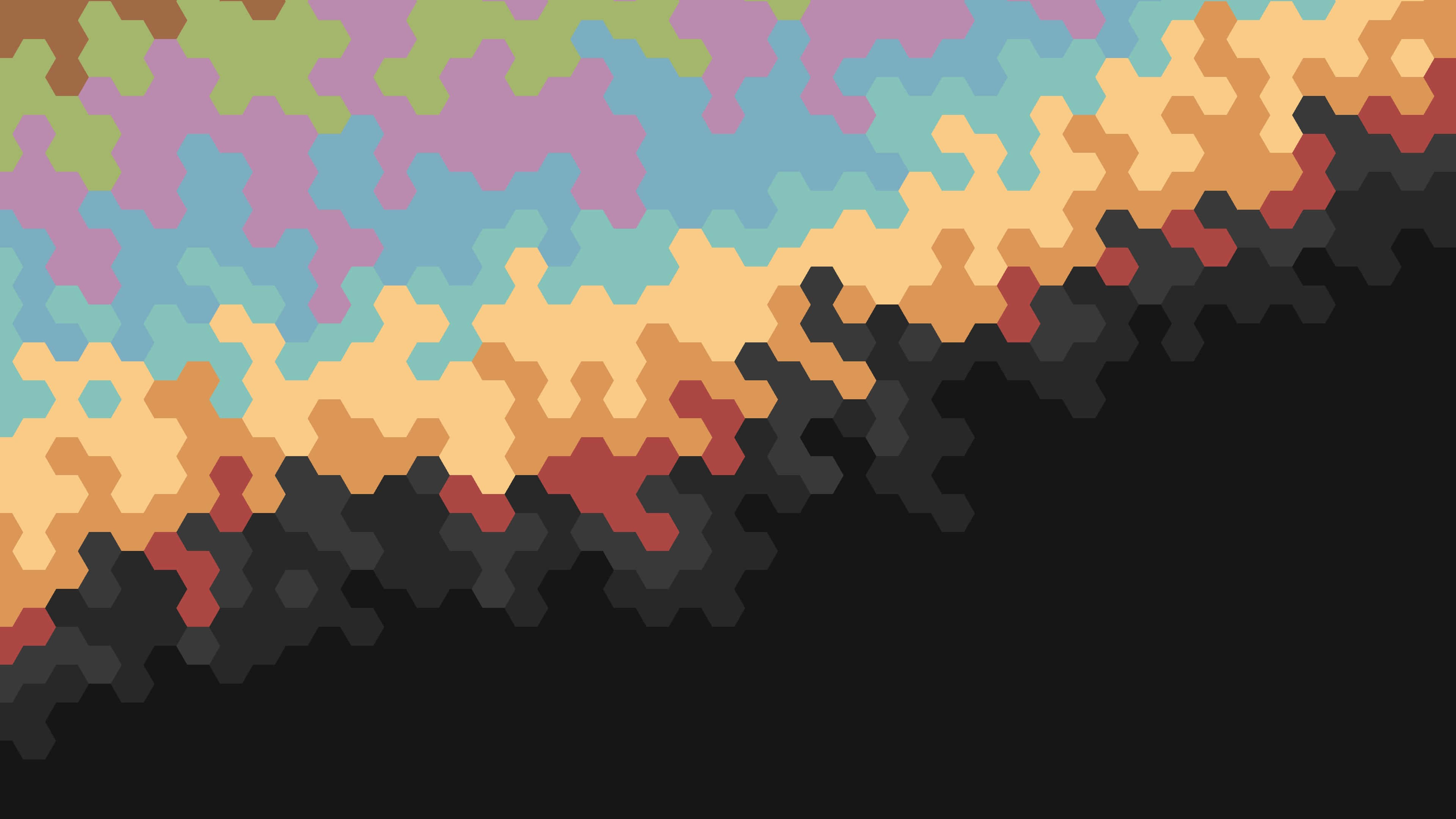 hexagon, pixelated, black background, 4K Desktop Wallpaper