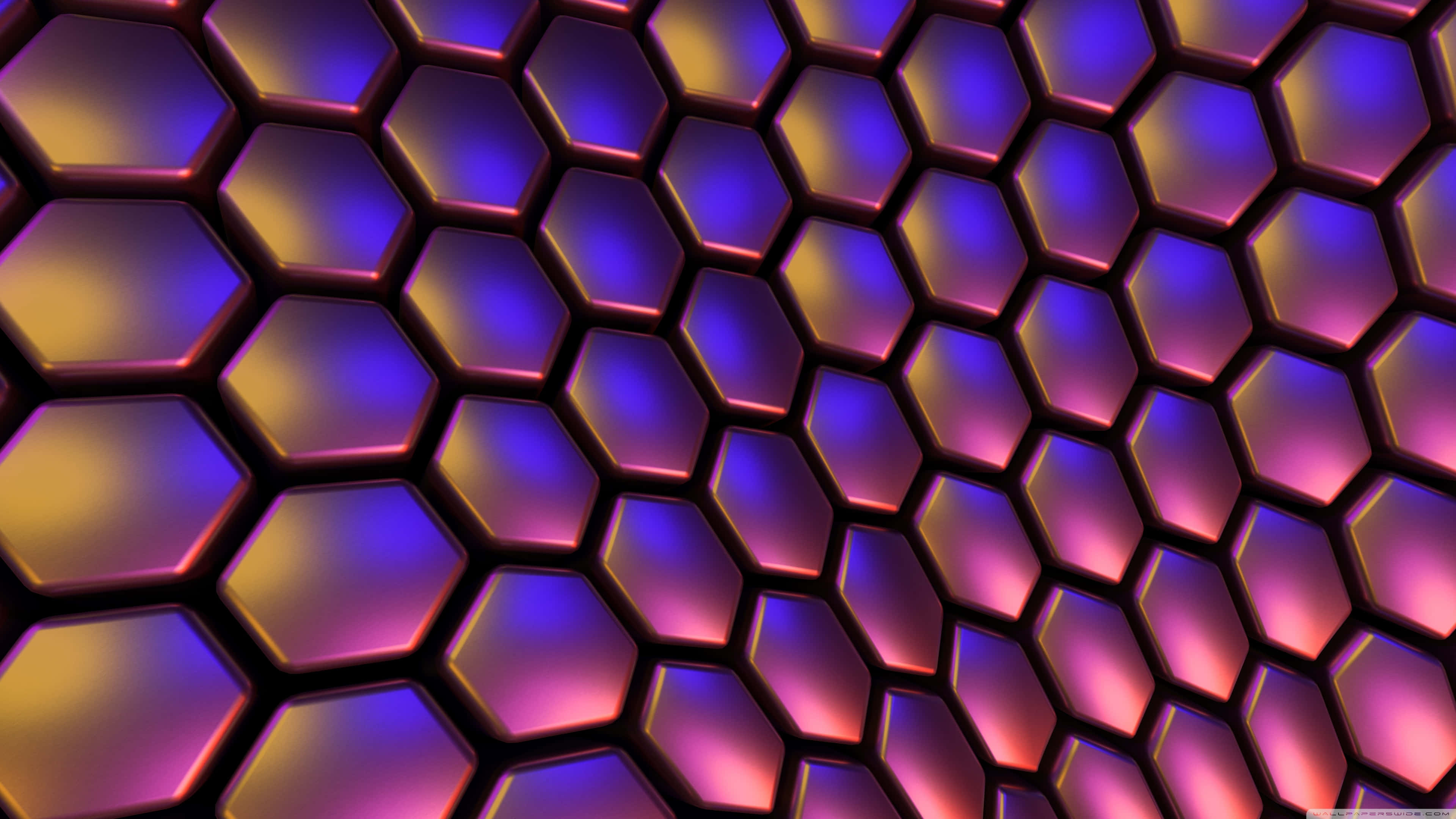Hexagon 4K, glowing hexagons, deep blue, 4K Desktop Wallpaper