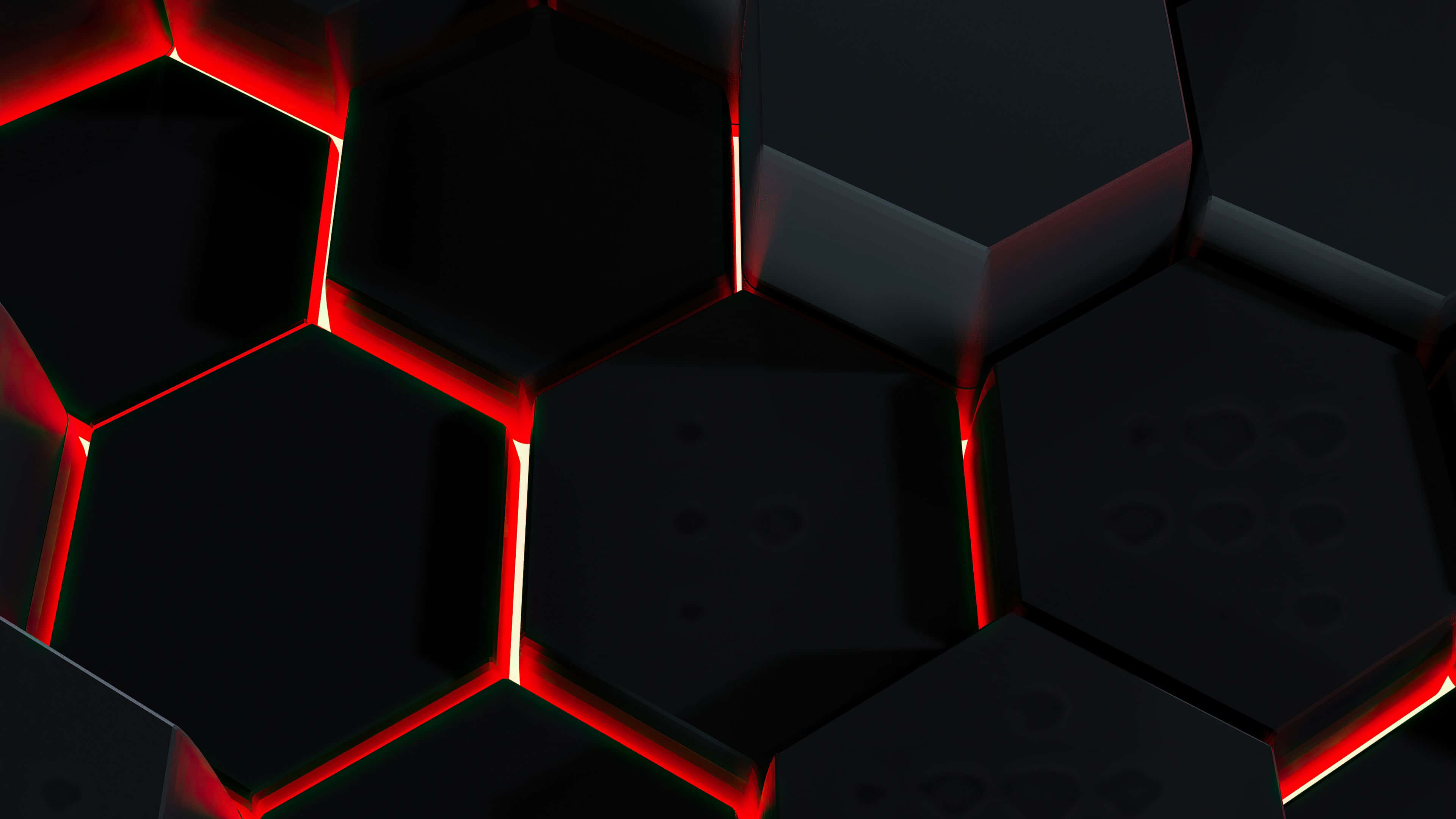 hexagon 4K, black and red hexagonal background, red lights, 4K Desktop Wallpaper