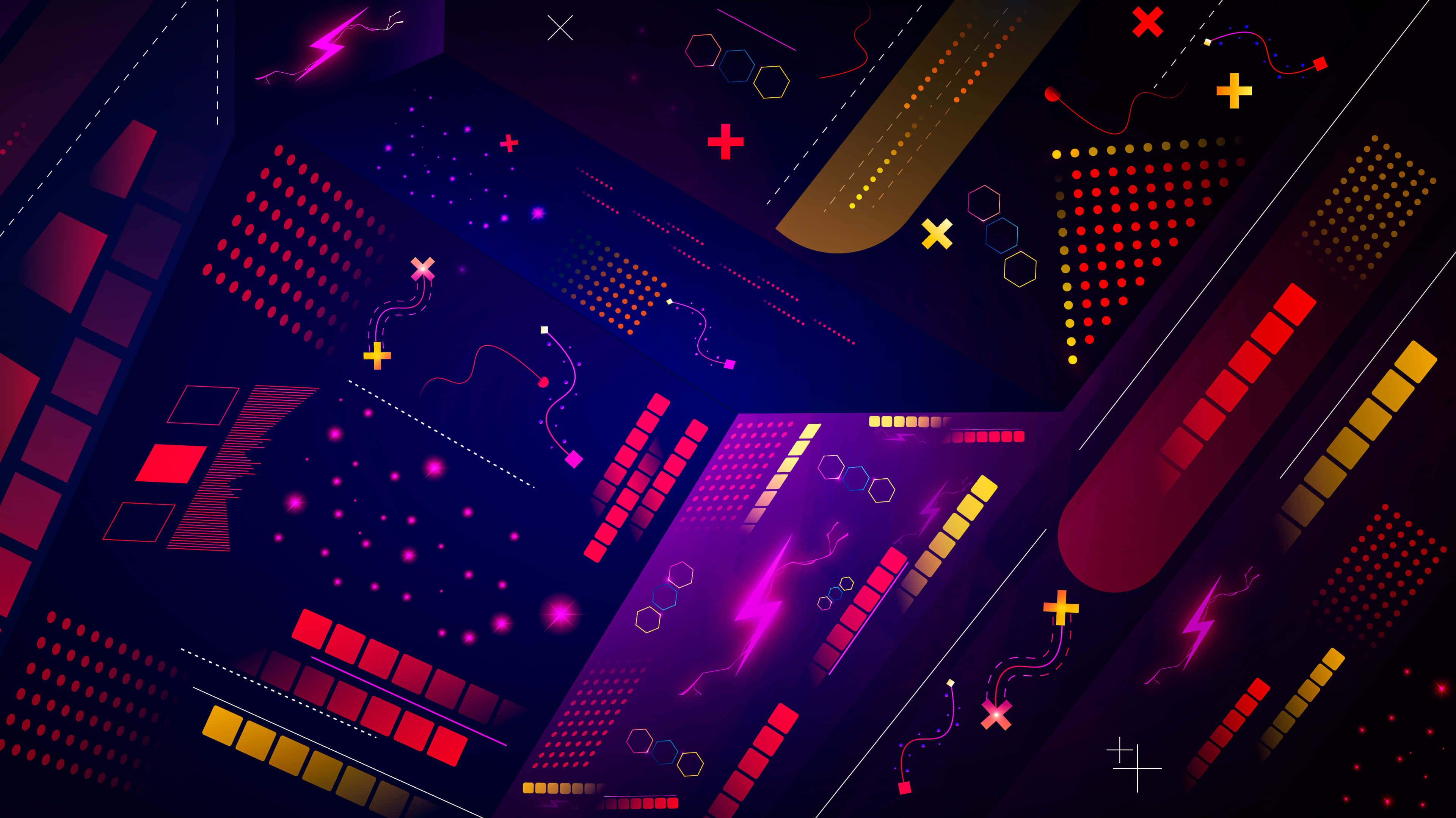 Hexagon 4K, 3840 x 2160, neon, 4K Desktop Wallpaper