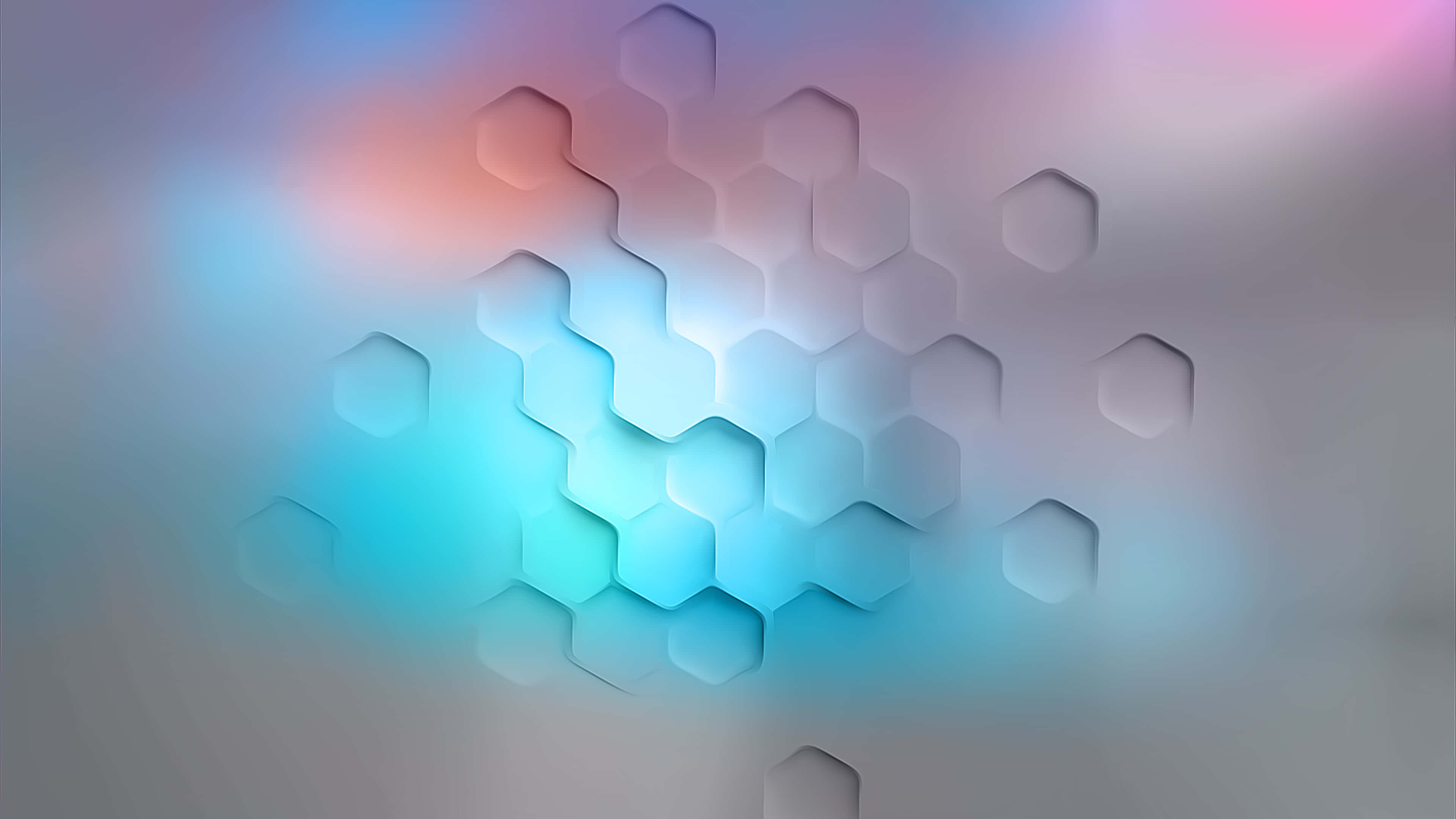 Hexagon 4K, glowing blue, pink gradient, 4K Desktop Wallpaper