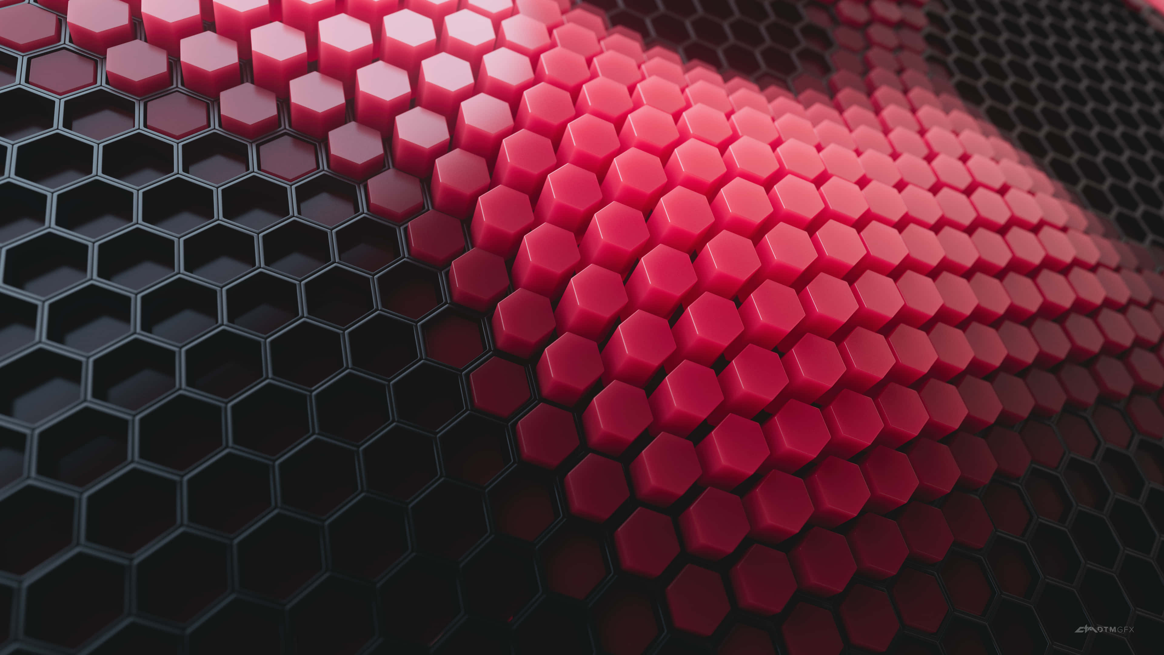 hexagon 4k, 3840 x 2160, glowing red hexagons, 4K Desktop Wallpaper