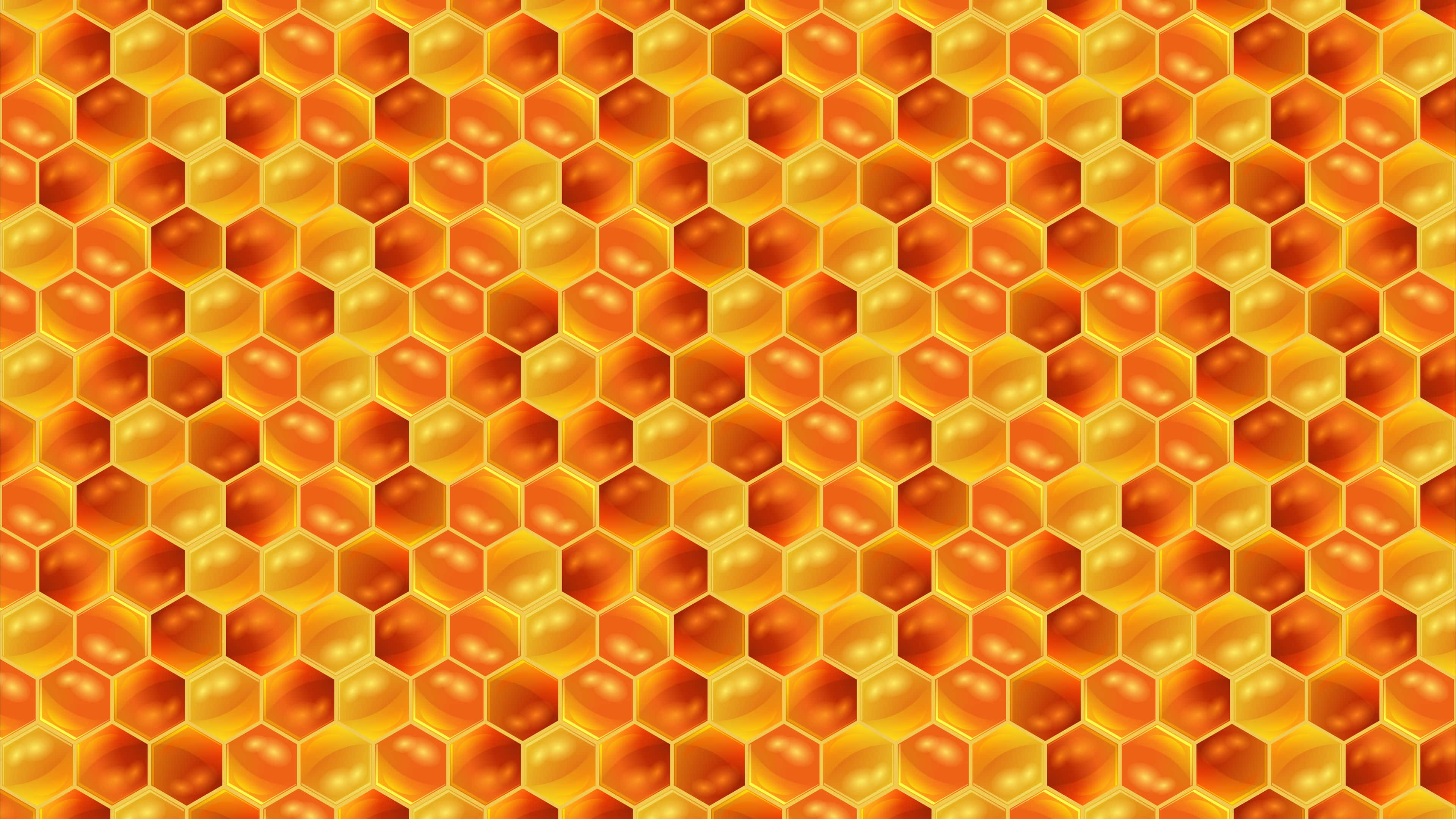 vibrant blue hexagon, pink rings, orange rings, 4K Desktop Wallpaper