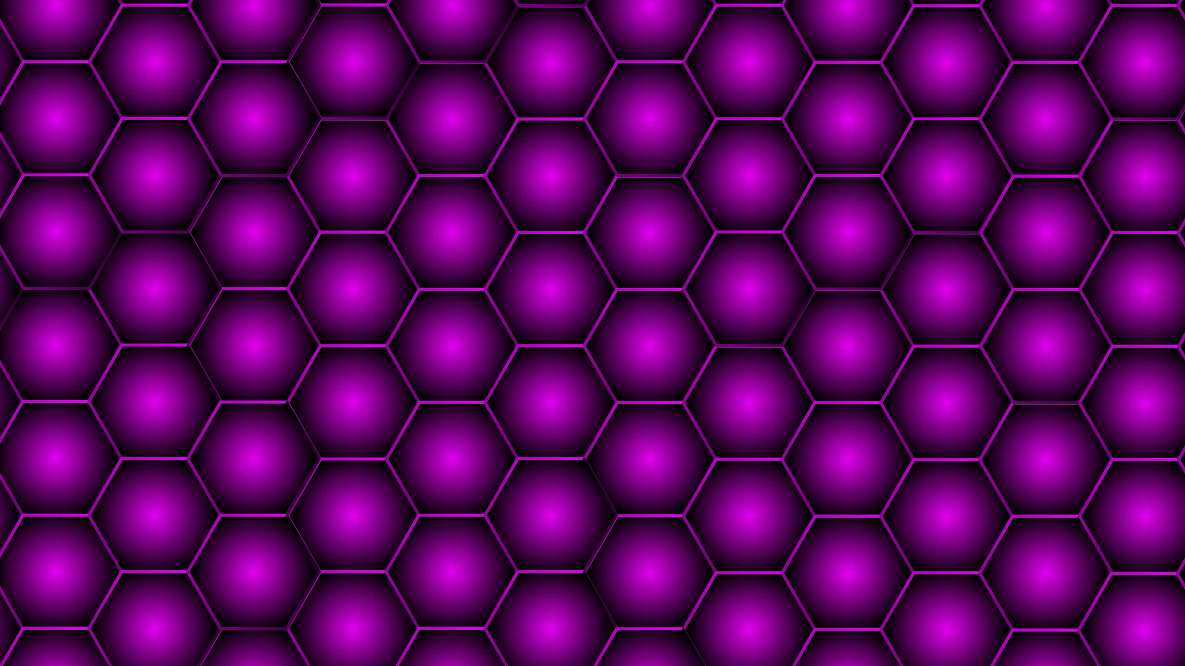 Hexagon 4K, glowing purple hexagons, dark outlines, 4K Desktop Wallpaper