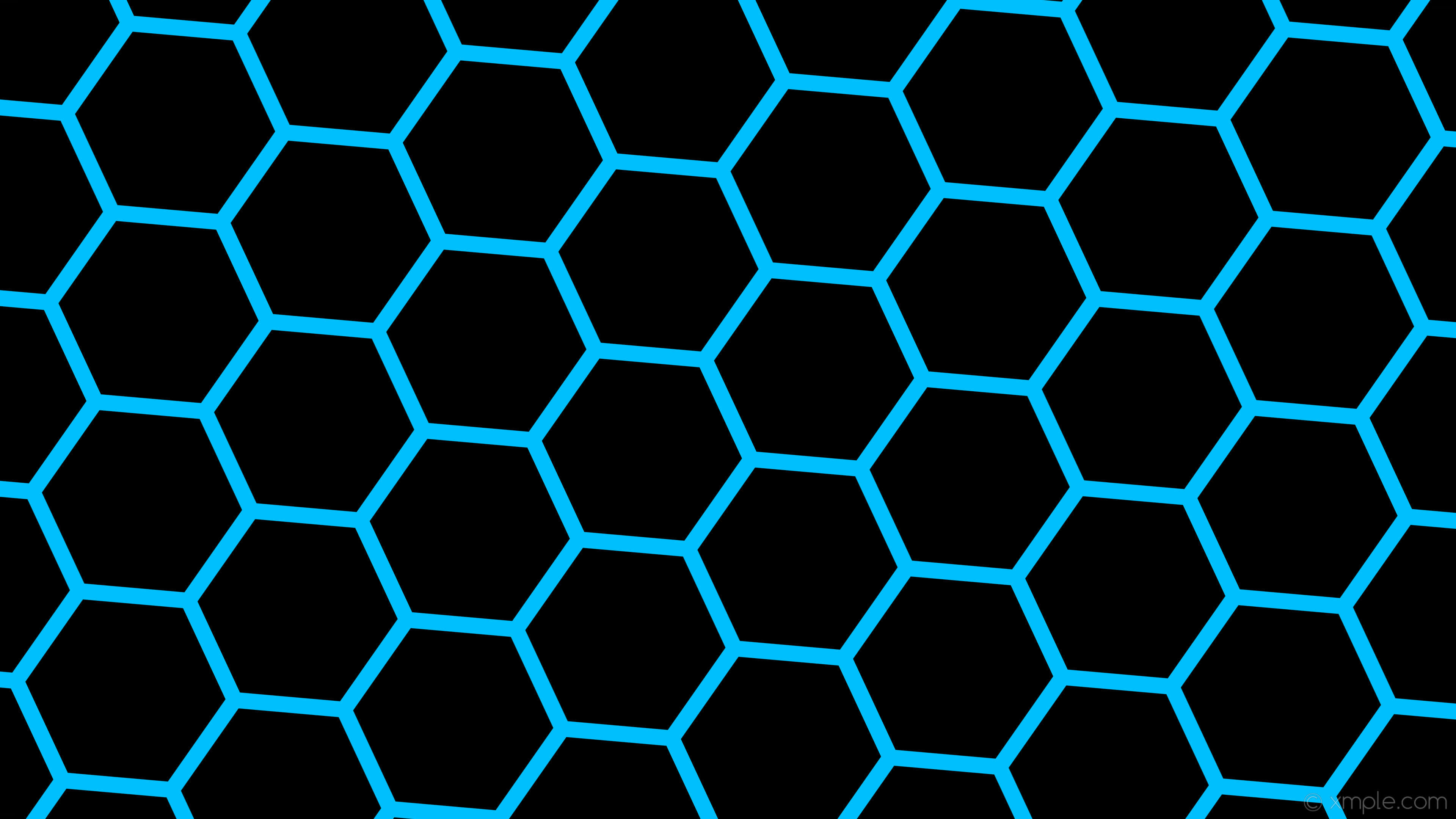 glowing cyan hexagons, solid black background, futuristic digital grid, 4K Desktop Wallpaper
