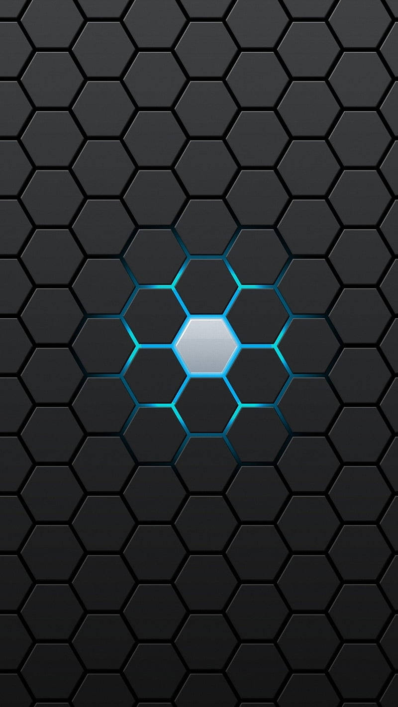 iPhone 4, dark honeycomb, glowing blue hexagon, HD Phone Wallpaper