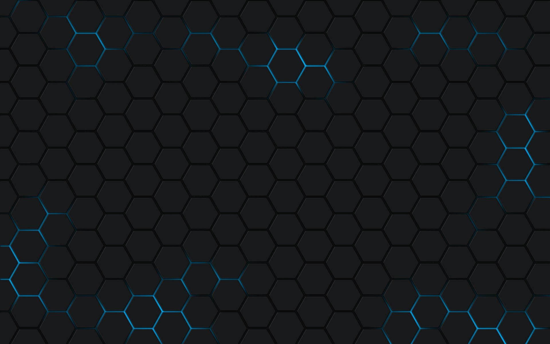 glowing blue light, hexagon, black, Full HD Desktop Wallpaper