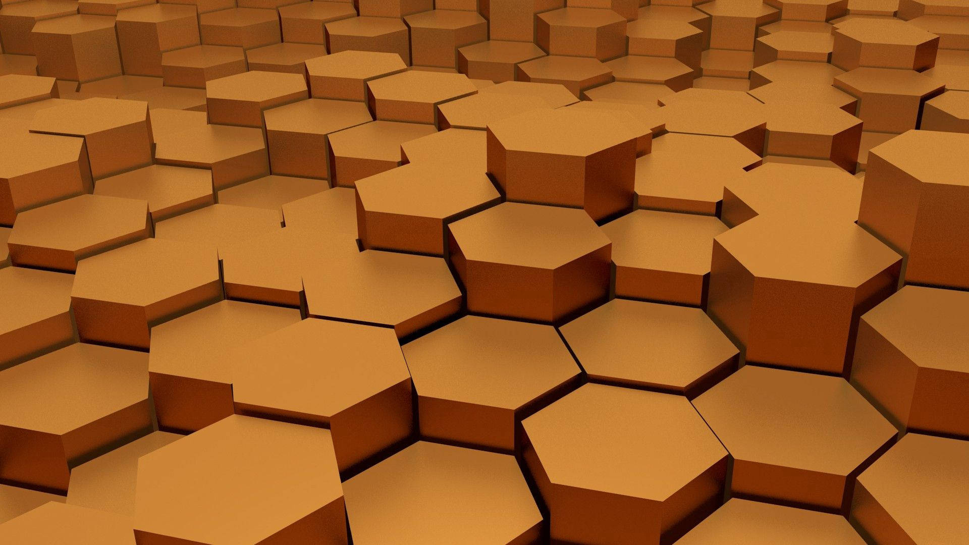 solid wooden coloured hexagon shape, warm brown tones, raised hexagonal blocks, Full HD Desktop Wallpaper