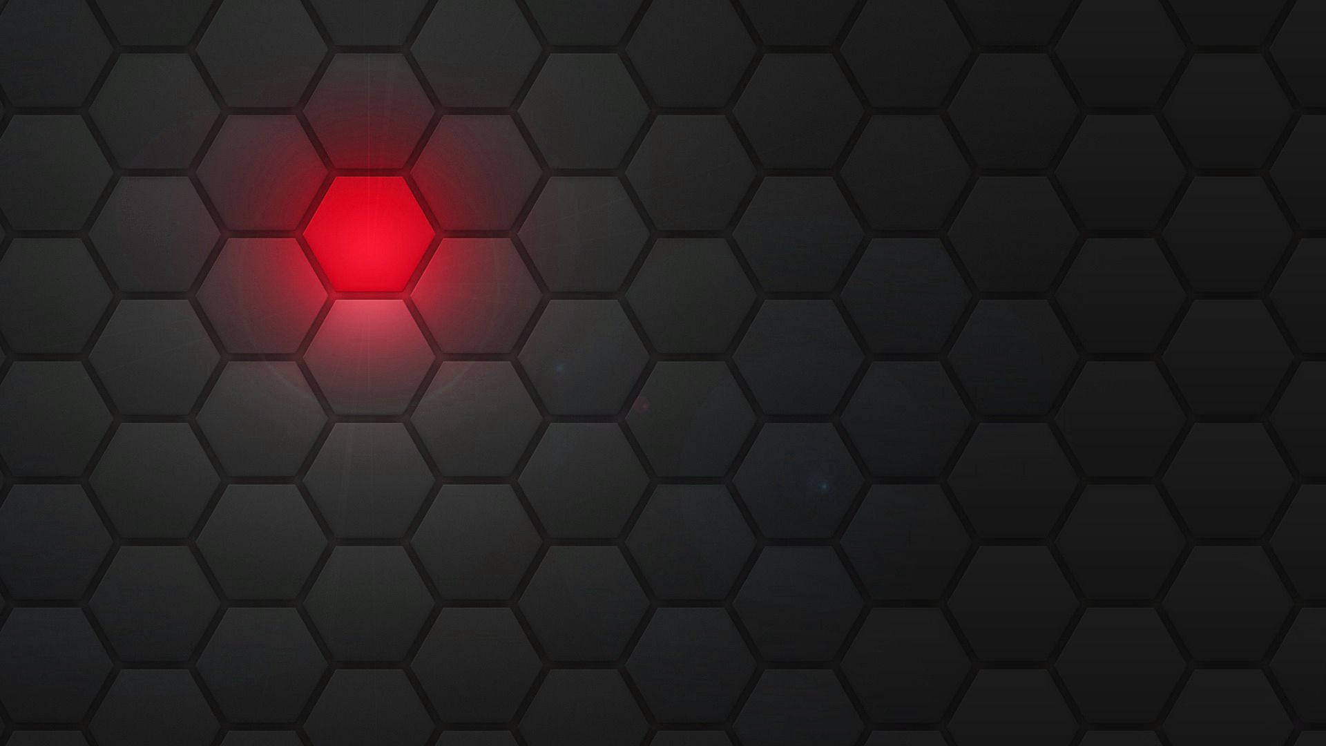 red hexagon, matte black hexagons, glowing red, Full HD Desktop Wallpaper