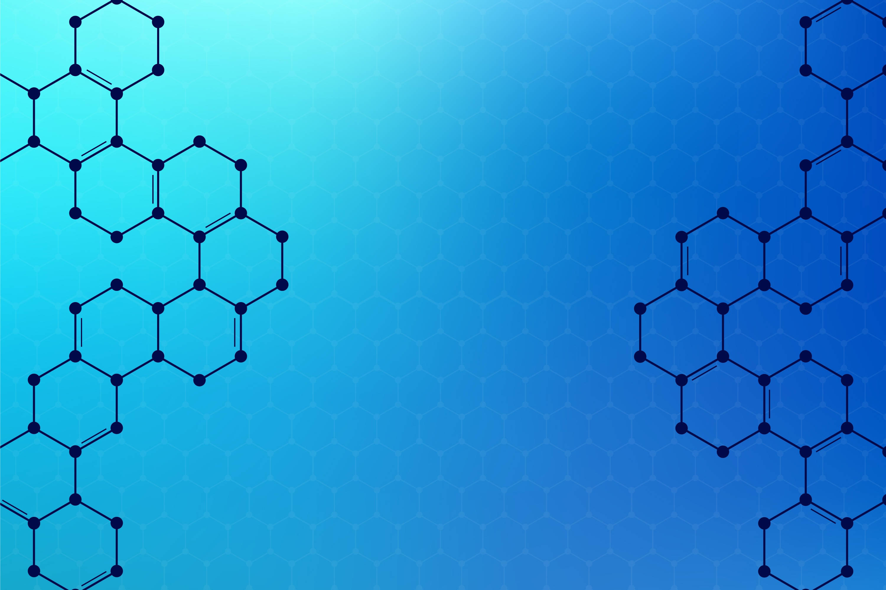 Hexagon, blue gradient, black molecular structures, 2K Desktop Wallpaper