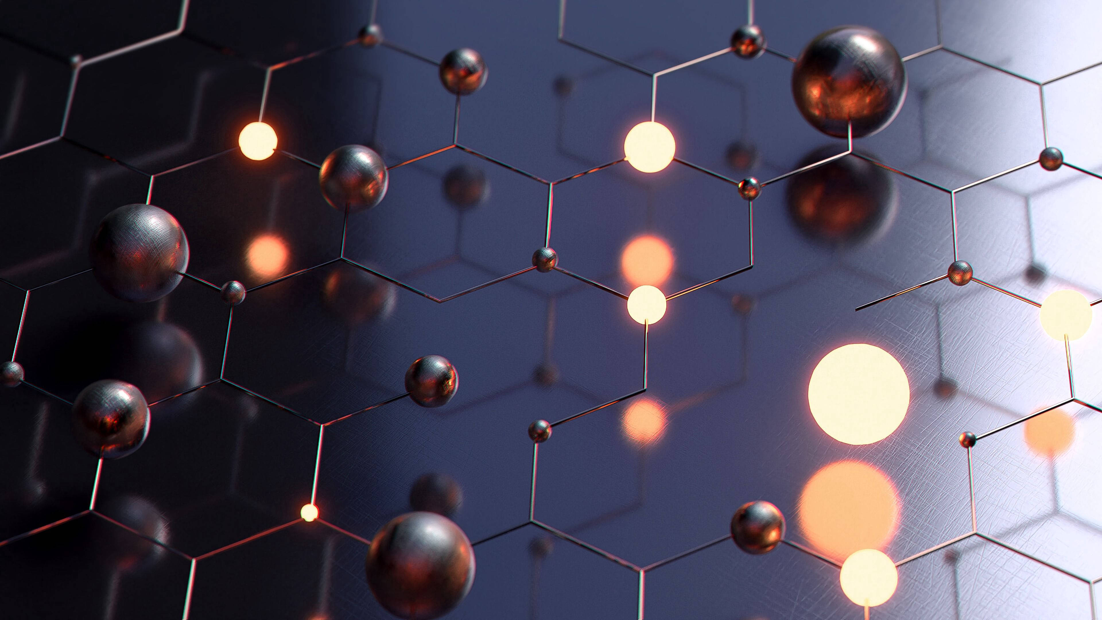 metal mesh, hexagon shape, futuristic 3d-rendered hexagonal lattice, 4K Desktop Wallpaper