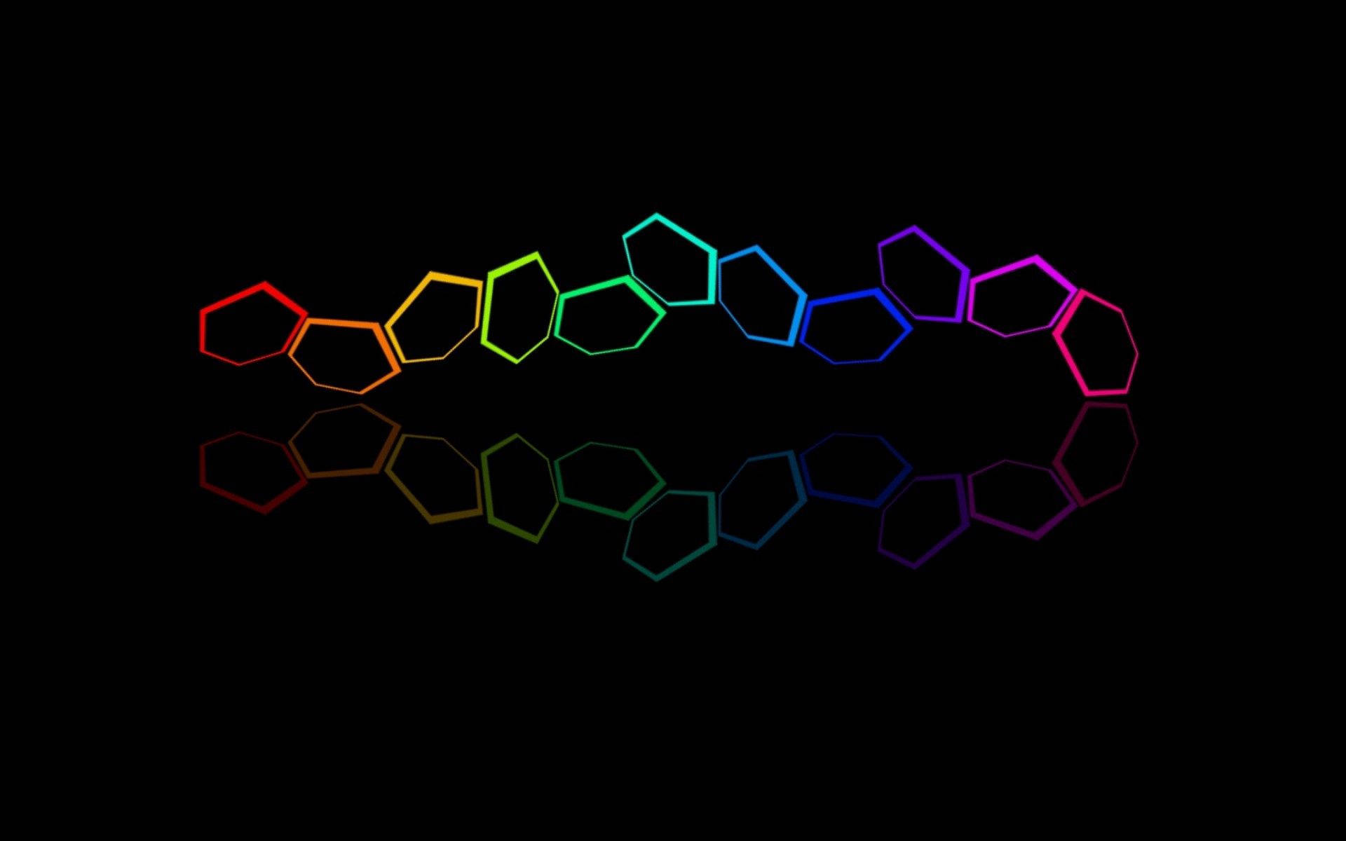 Hexagon, rainbow, glowing hexagons, Full HD Desktop Wallpaper