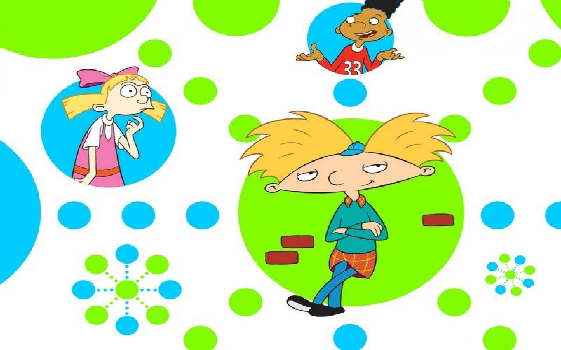 Hey Arnold, cartoon kids, colorful circles, Full HD Desktop Wallpaper