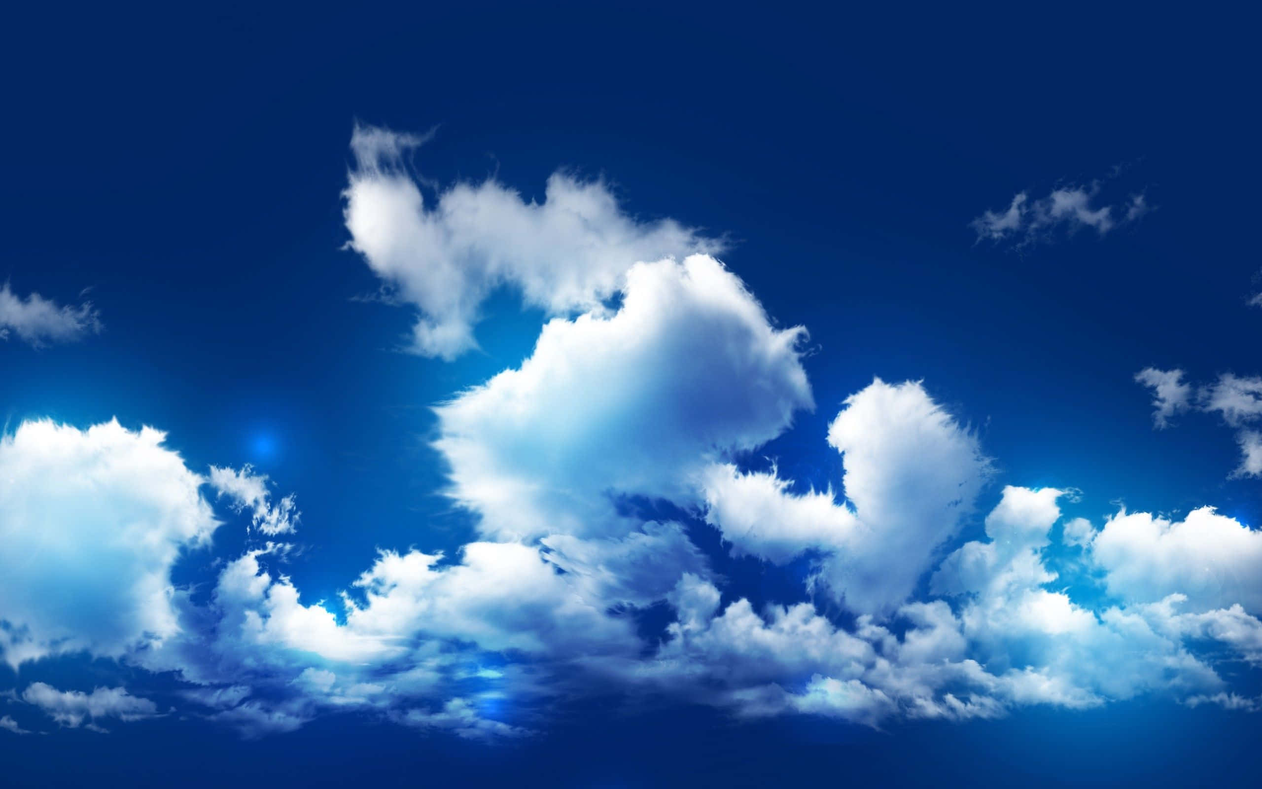 Hi Res Sky, deep blue sky, fluffy white clouds, 2K Desktop Wallpaper