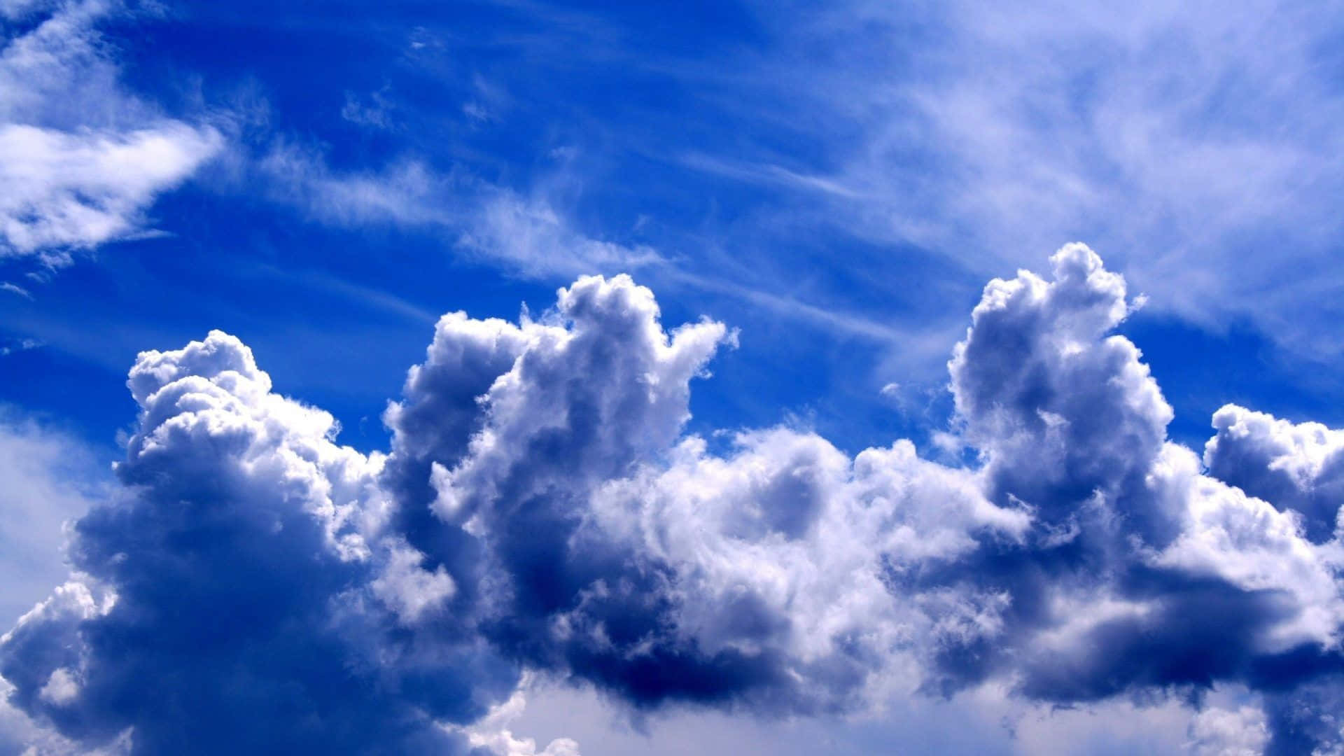 Hi Res Sky, blue sky, fluffy white clouds, Full HD Desktop Wallpaper