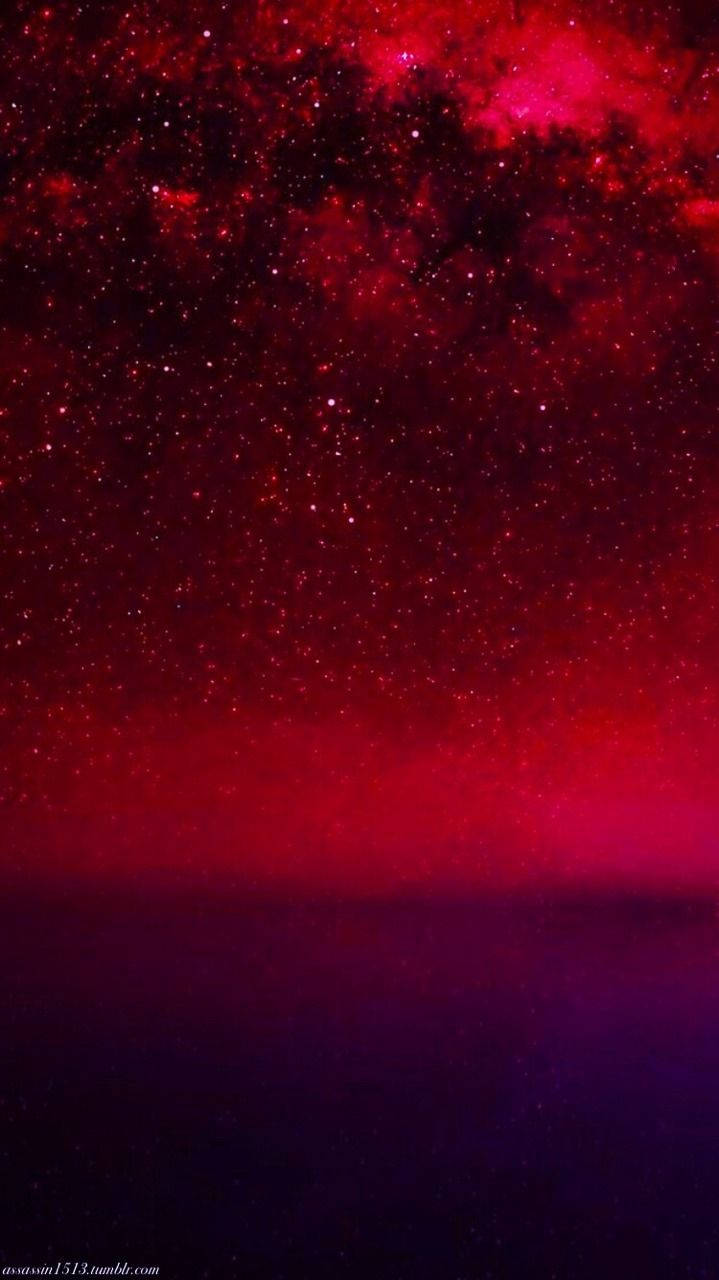 red aesthetic, starry sky, cosmic sky, HD Phone Wallpaper