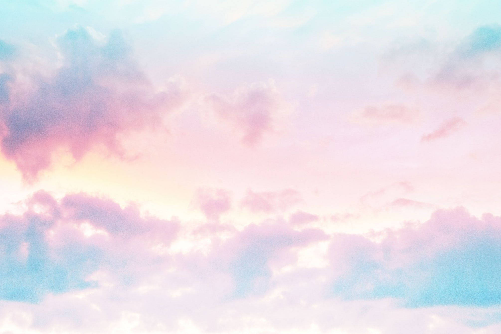 pastel clouds, pink, blue, Full HD Desktop Wallpaper