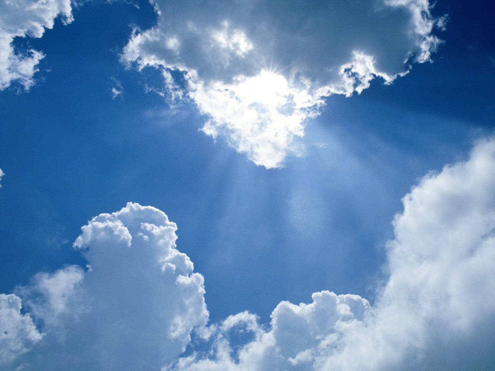 blue sky, clouds, sun, HD Desktop Wallpaper