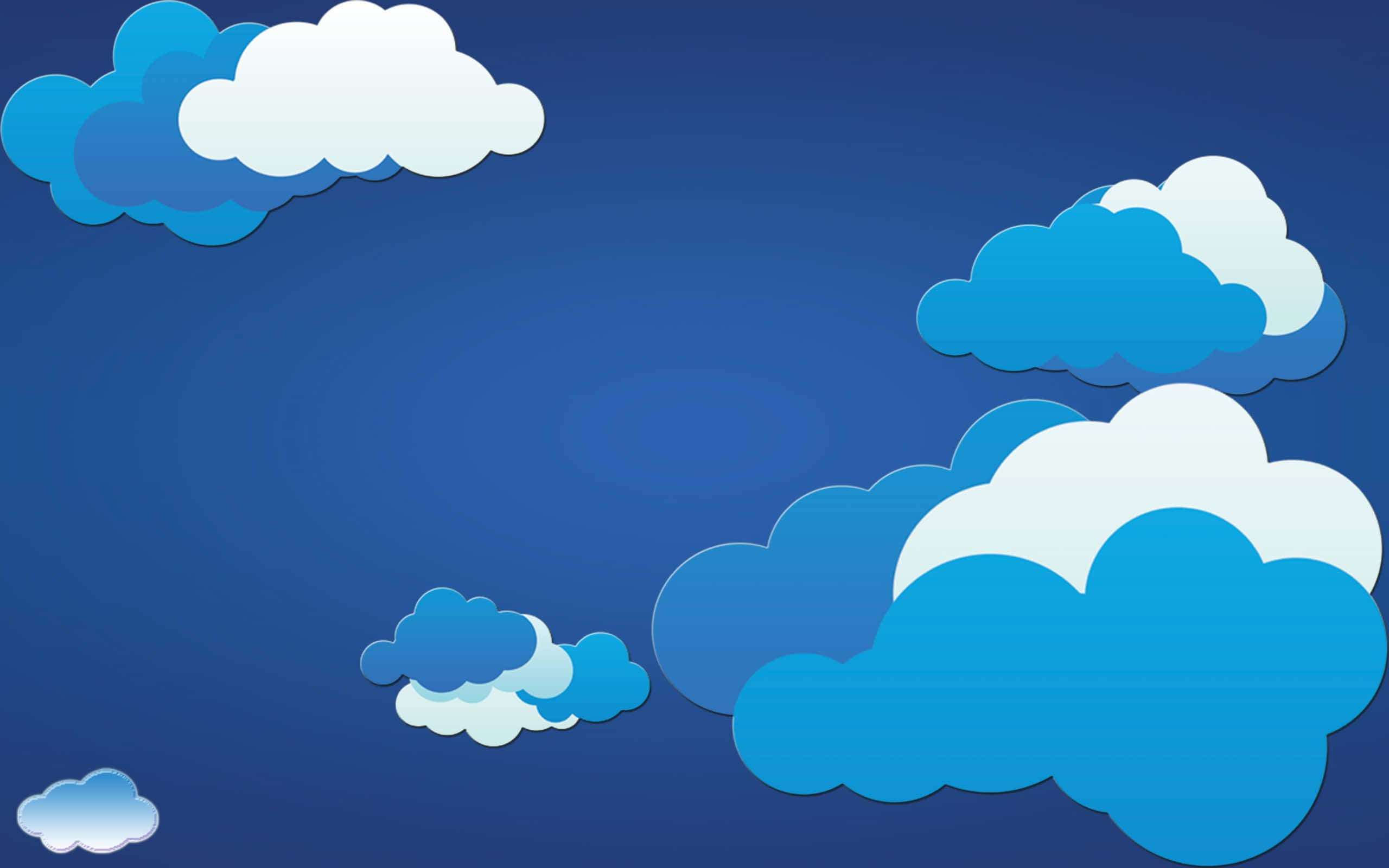 minimalist sky, blue and white clouds, gradient sky, 2K Desktop Wallpaper
