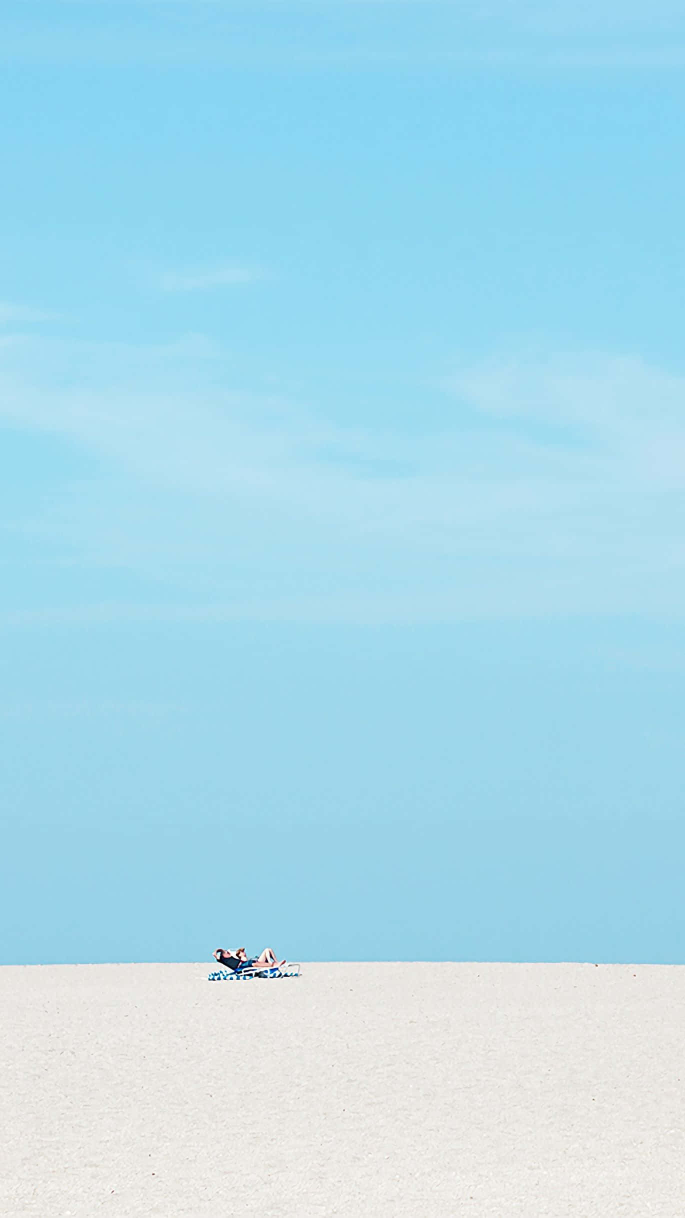 minimalist sky, blue lounge chair, vast white desert, Full HD Phone Wallpaper
