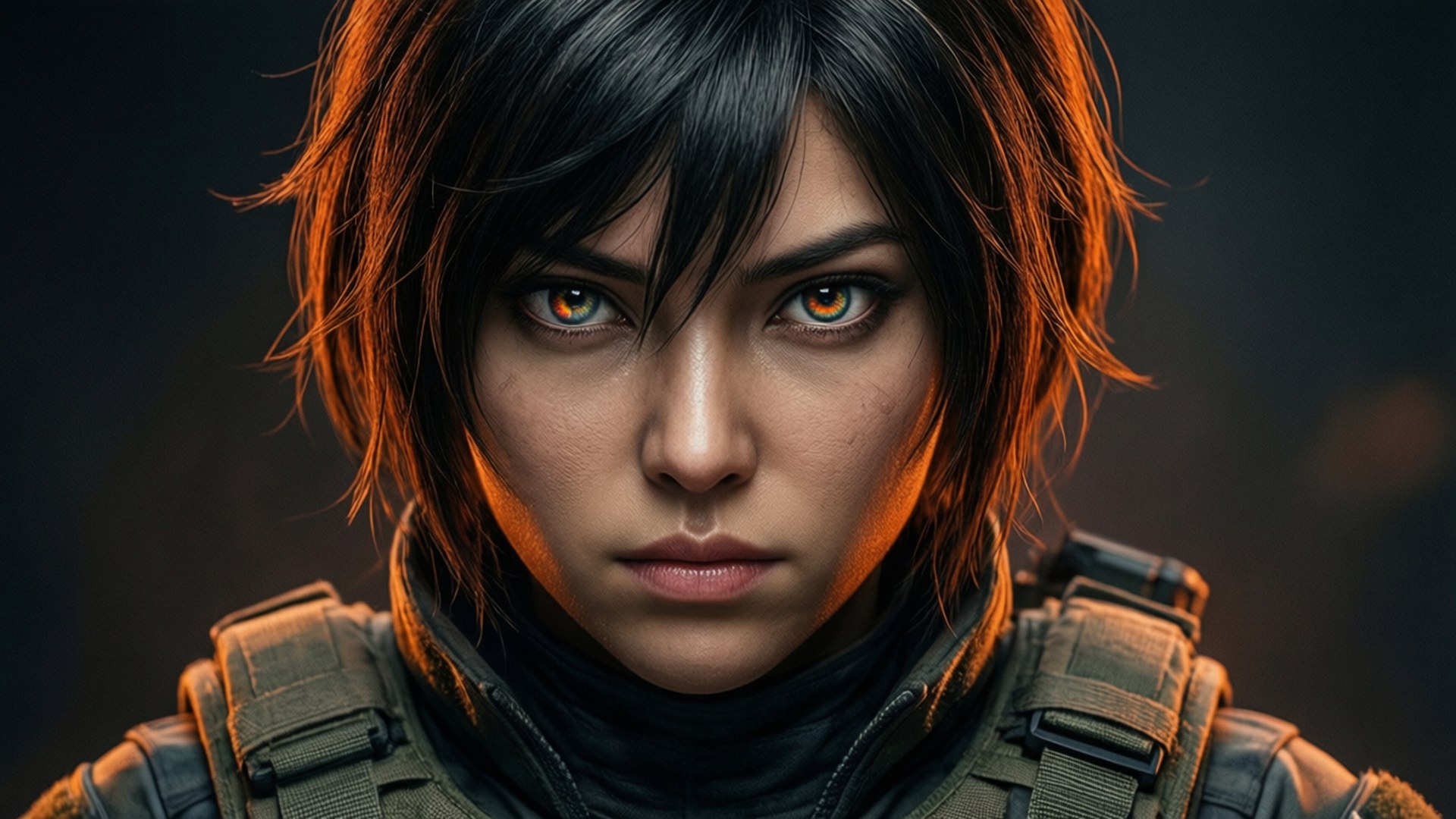 Hibana, tactical gear, glowing eyes, Full HD Desktop Wallpaper