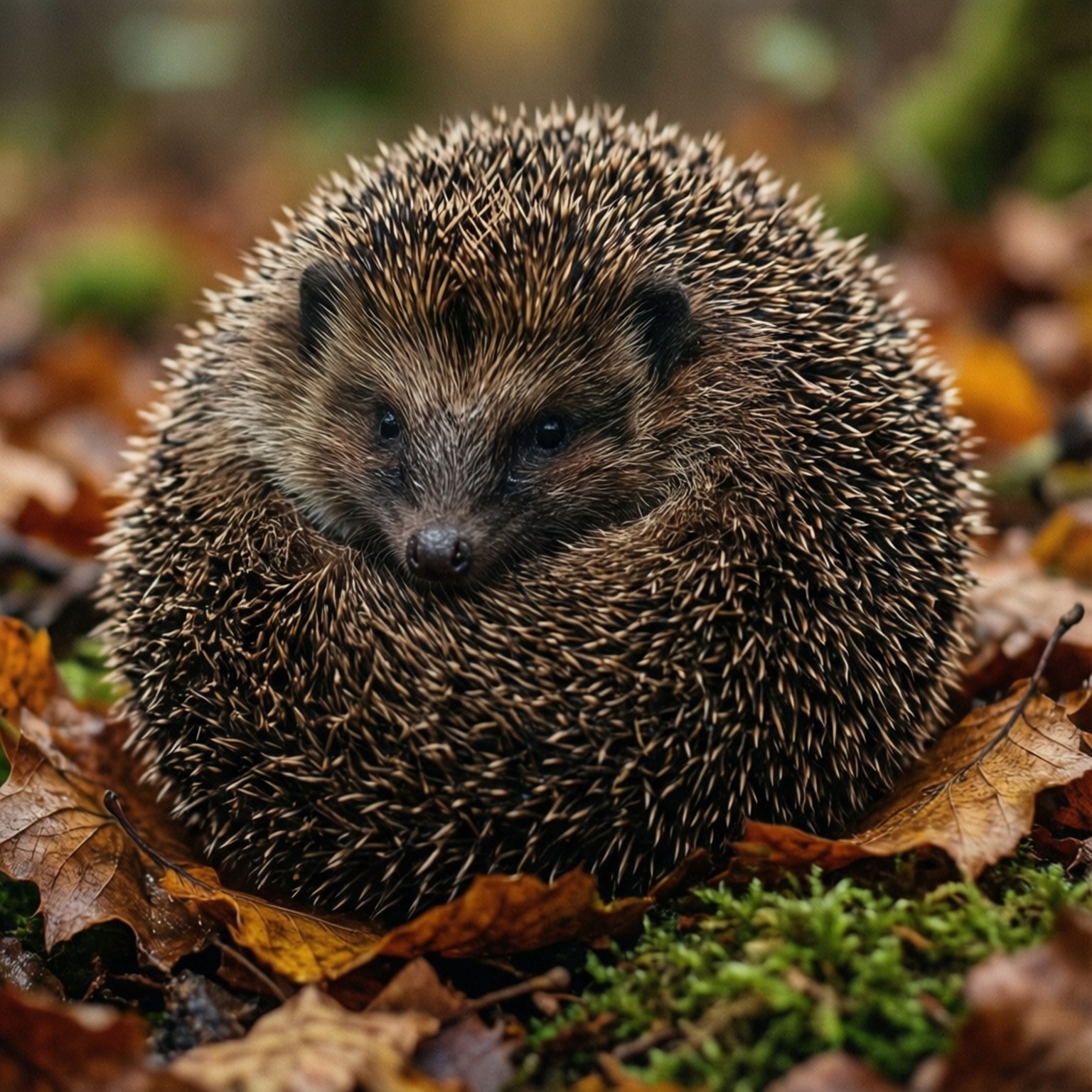 hedgehog, hibernating hedgehog, leaf nest, HD Desktop Wallpaper
