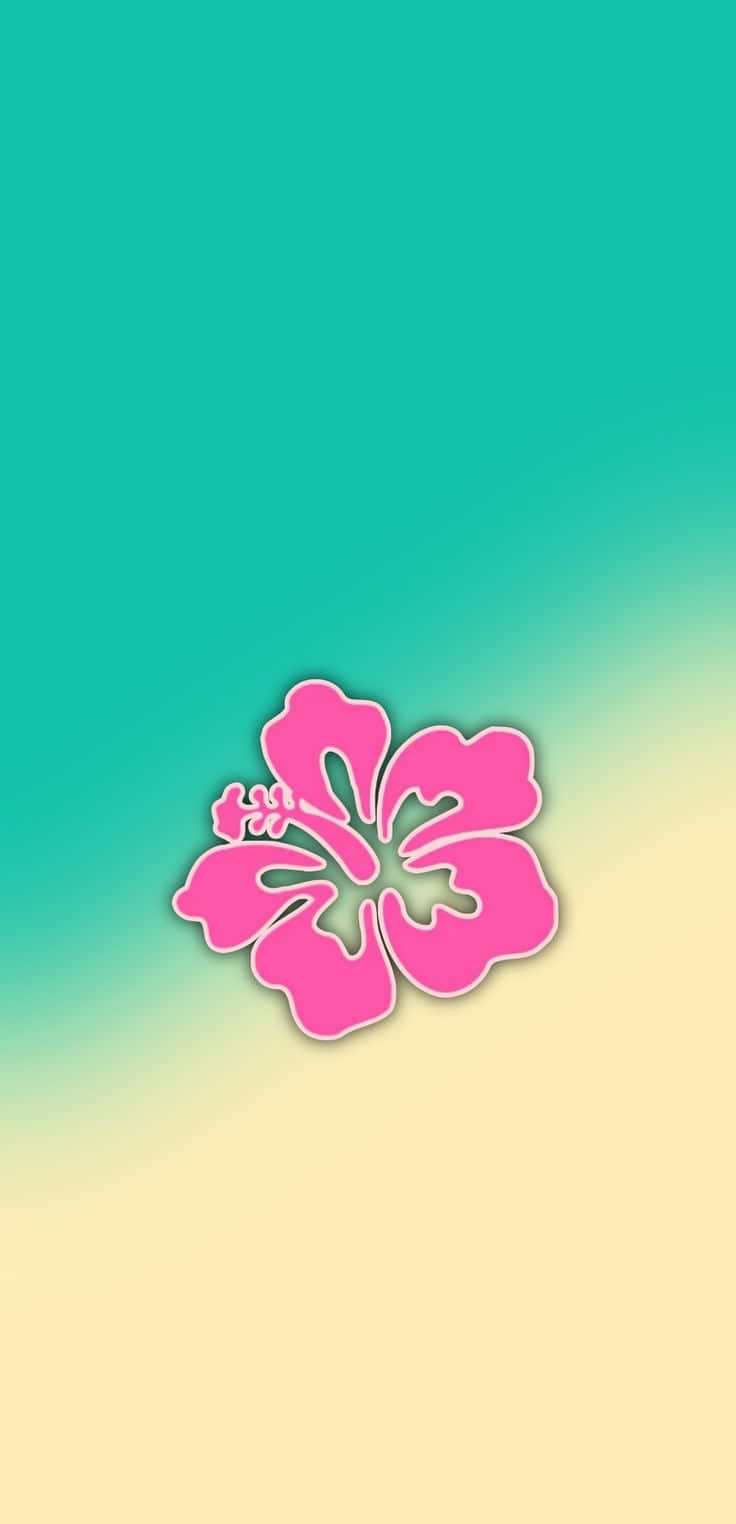 Hibiscus Gradient Aesthetic, pink hibiscus flower, white outline, HD Phone Wallpaper