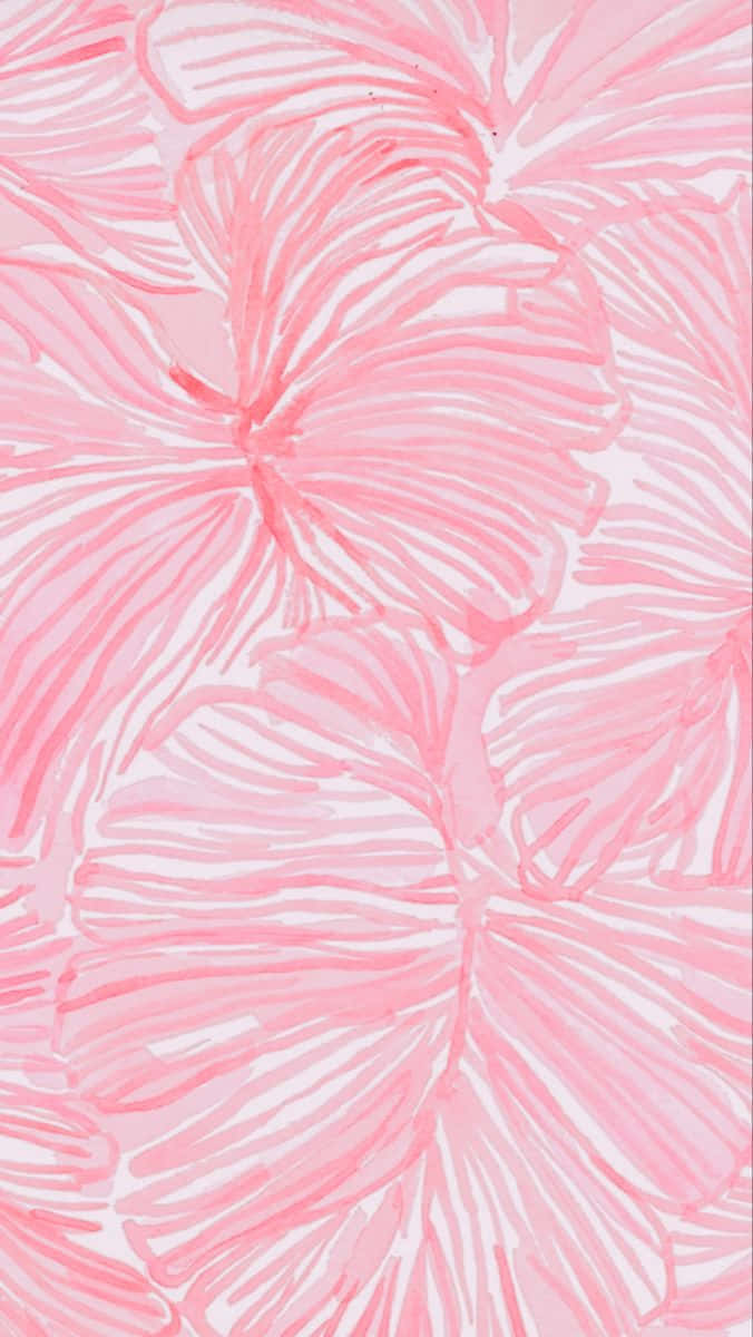 Pink Hibiscus Sketch, soft pink watercolor, delicate brushstrokes, SD Phone Wallpaper