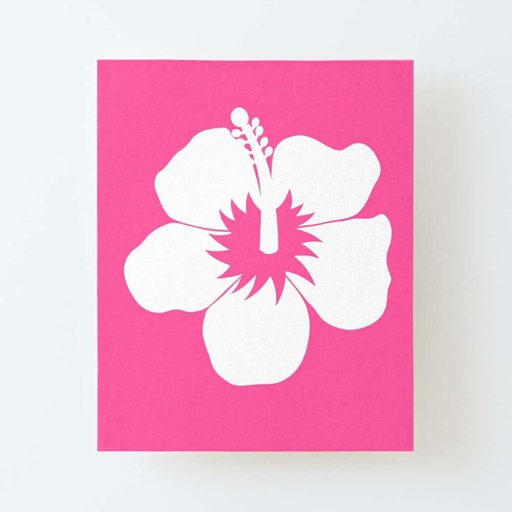 pink hibiscus silhouette art, white hibiscus flower, pink center, SD Desktop Wallpaper