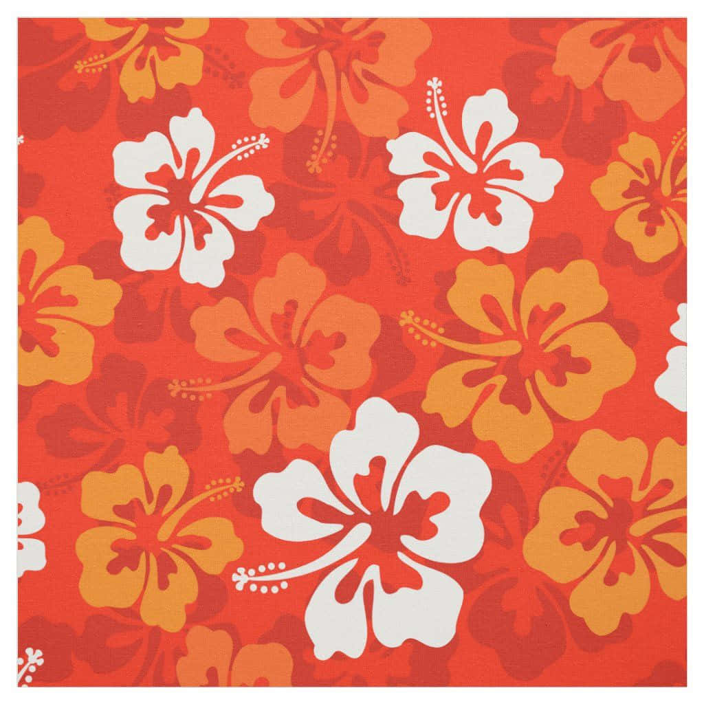 tropical hibiscus pattern, red orange, vibrant red background, SD Desktop Wallpaper