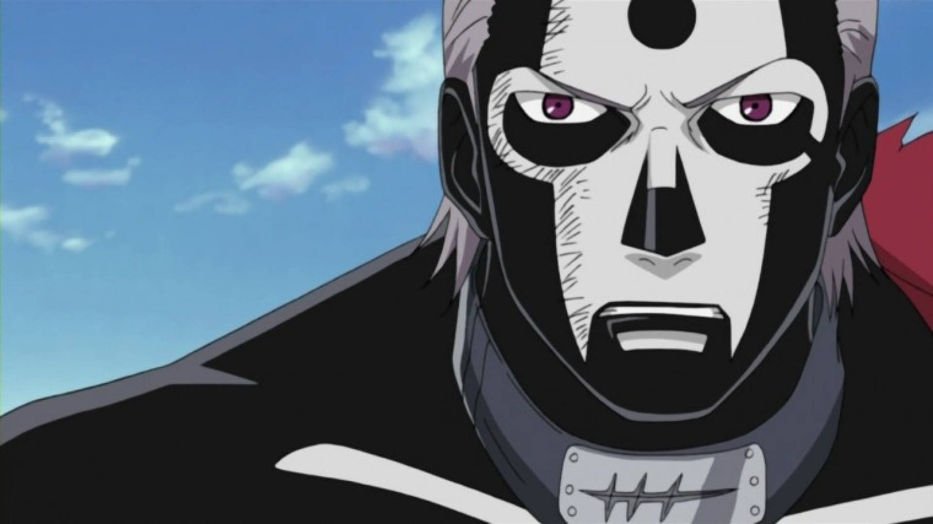 Hidan Akatsuki, white and black painted face, purple eyes, Full HD Desktop Wallpaper
