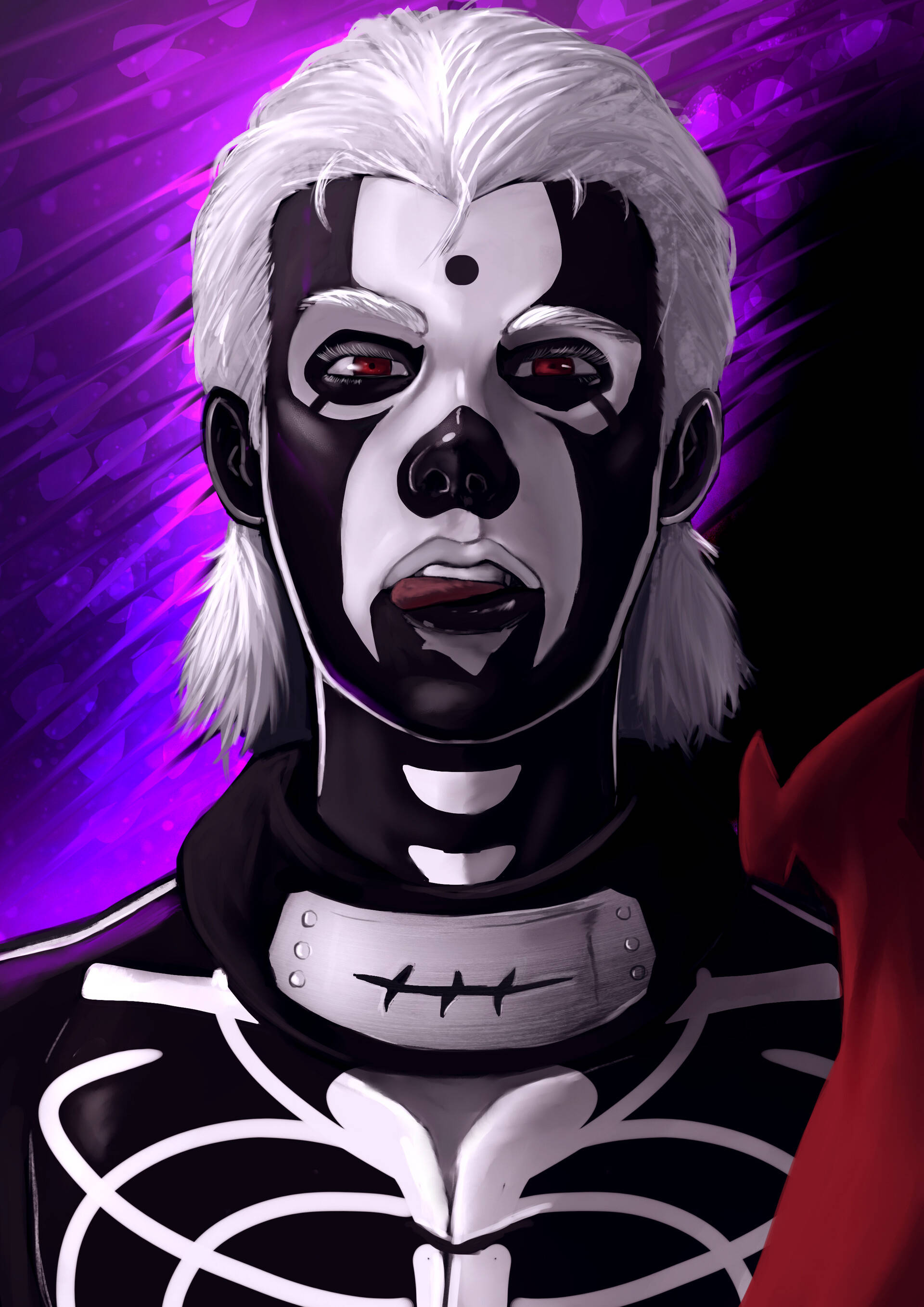 Hidan Akatsuki, white hair, black-and-white skeletal face paint, 2K Phone Wallpaper