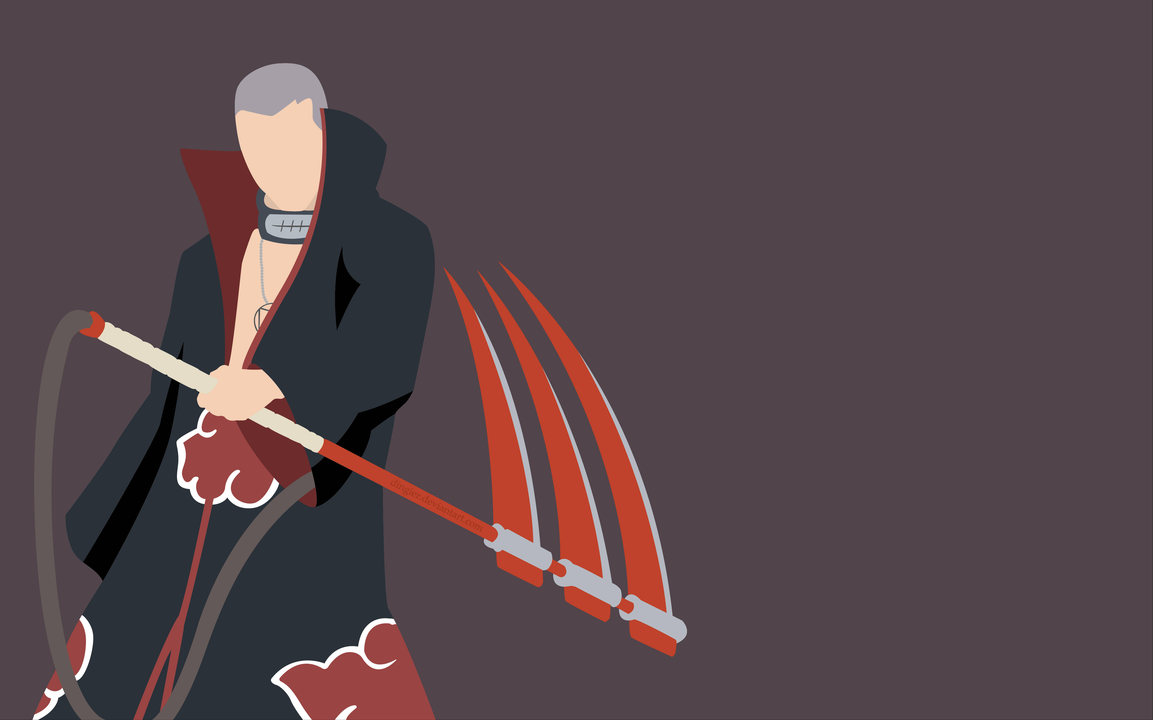 Hidan Akatsuki, black cloak, red clouds, 4K Desktop Wallpaper