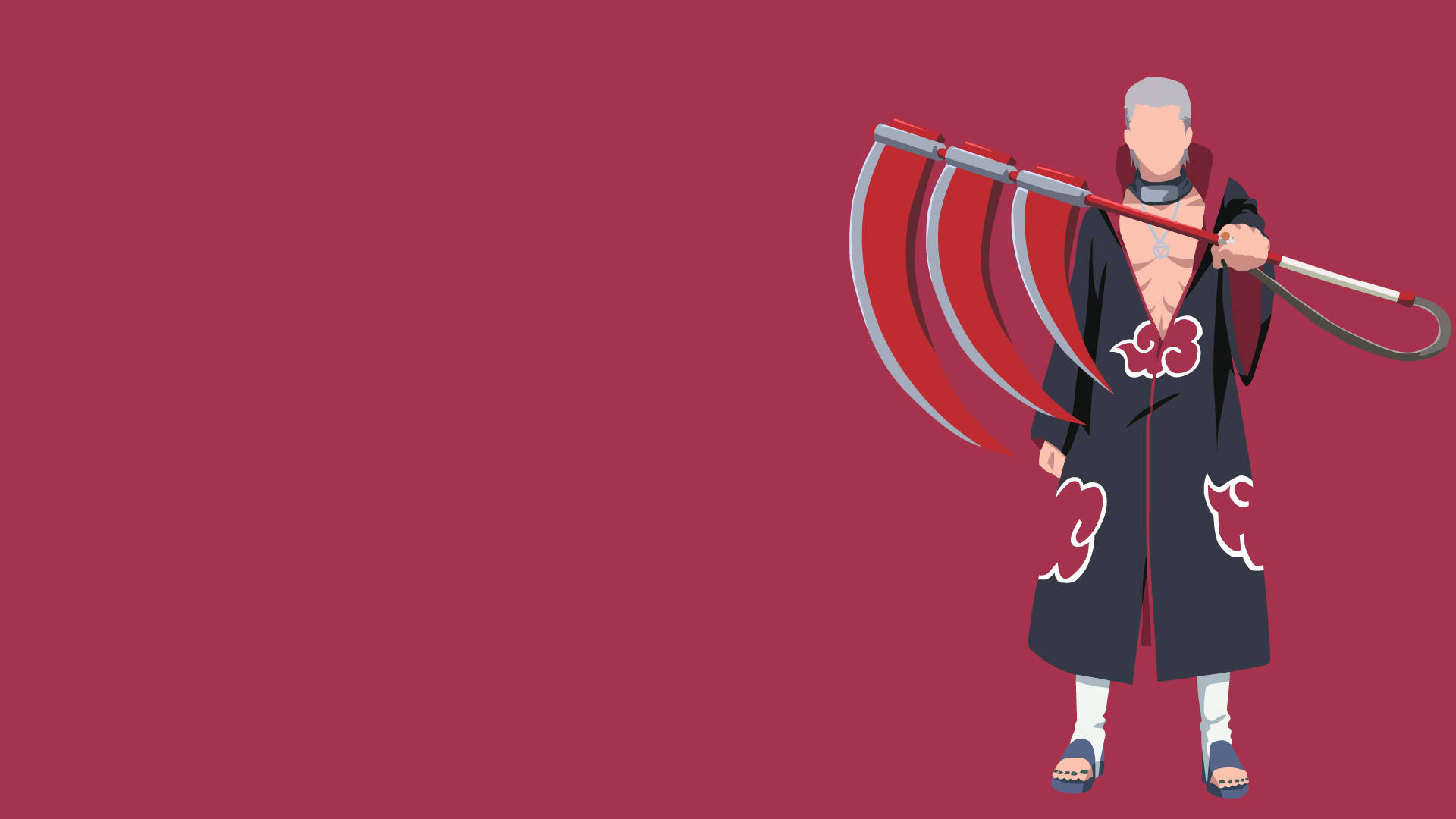 Hidan Akatsuki, black robe, red clouds, Full HD Desktop Wallpaper