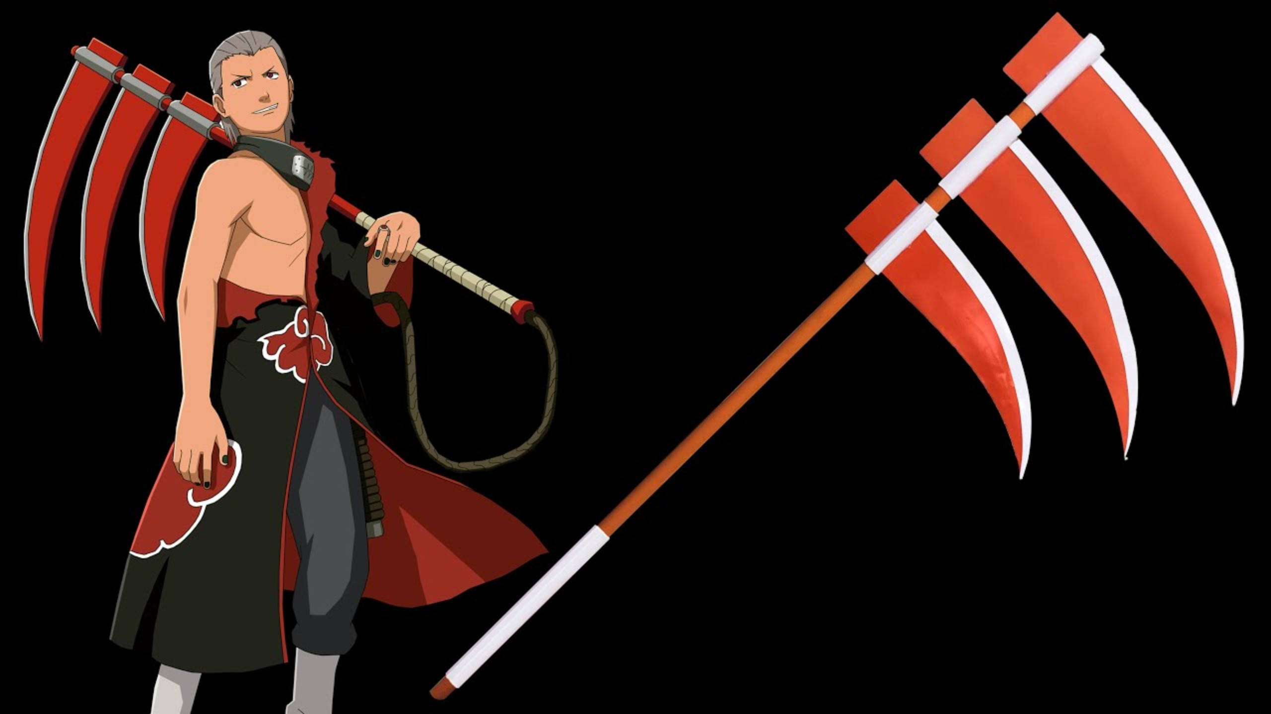 Hidan Akatsuki, scythe, gray hair, 2K Desktop Wallpaper