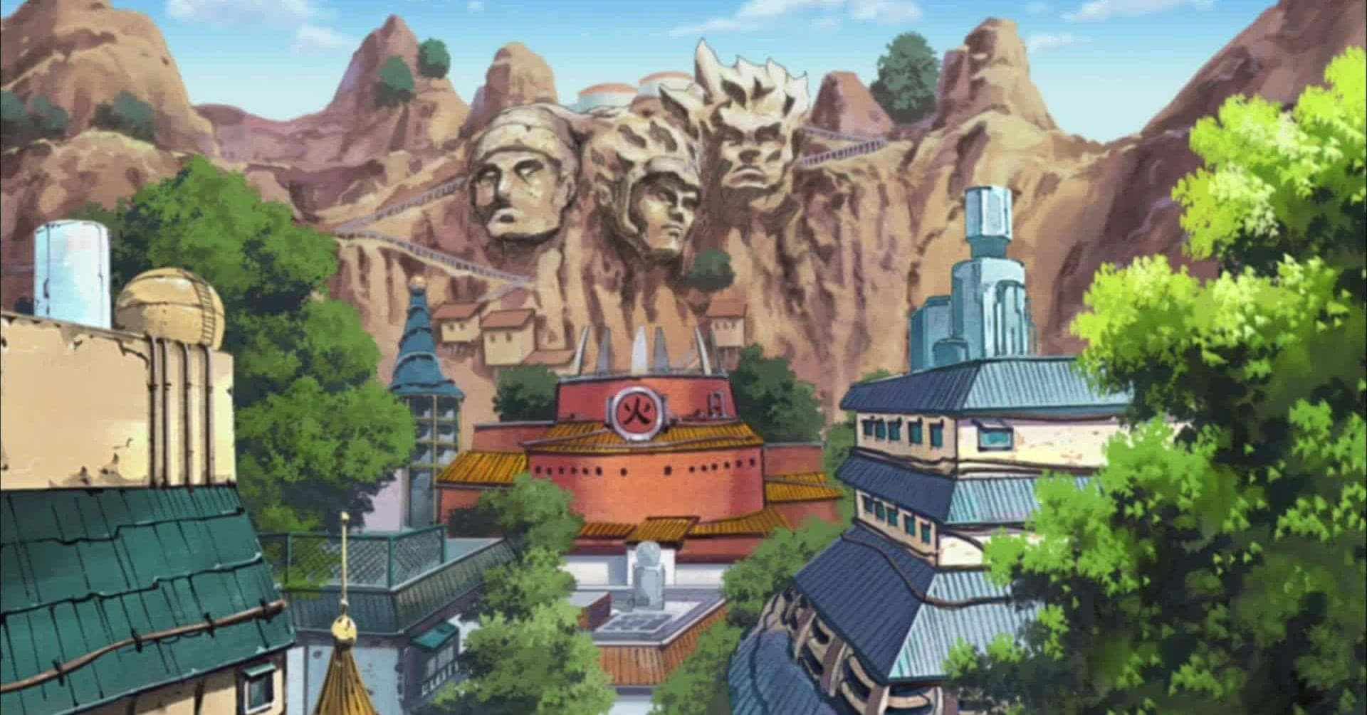 Hidden Leaf Village, Sunset, rocky terrain, Full HD Desktop Wallpaper