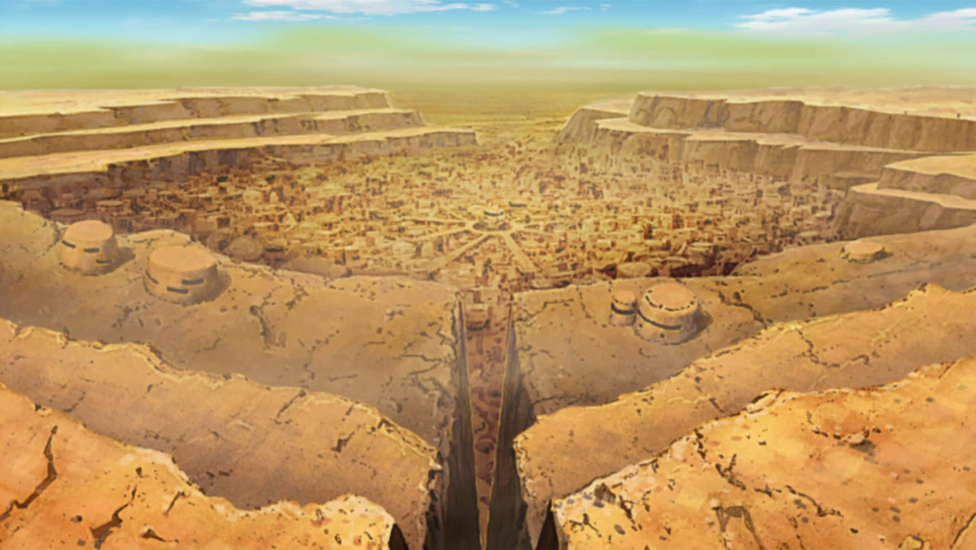 Hidden Sand Village, desert canyon, ancient city, HD Desktop Wallpaper