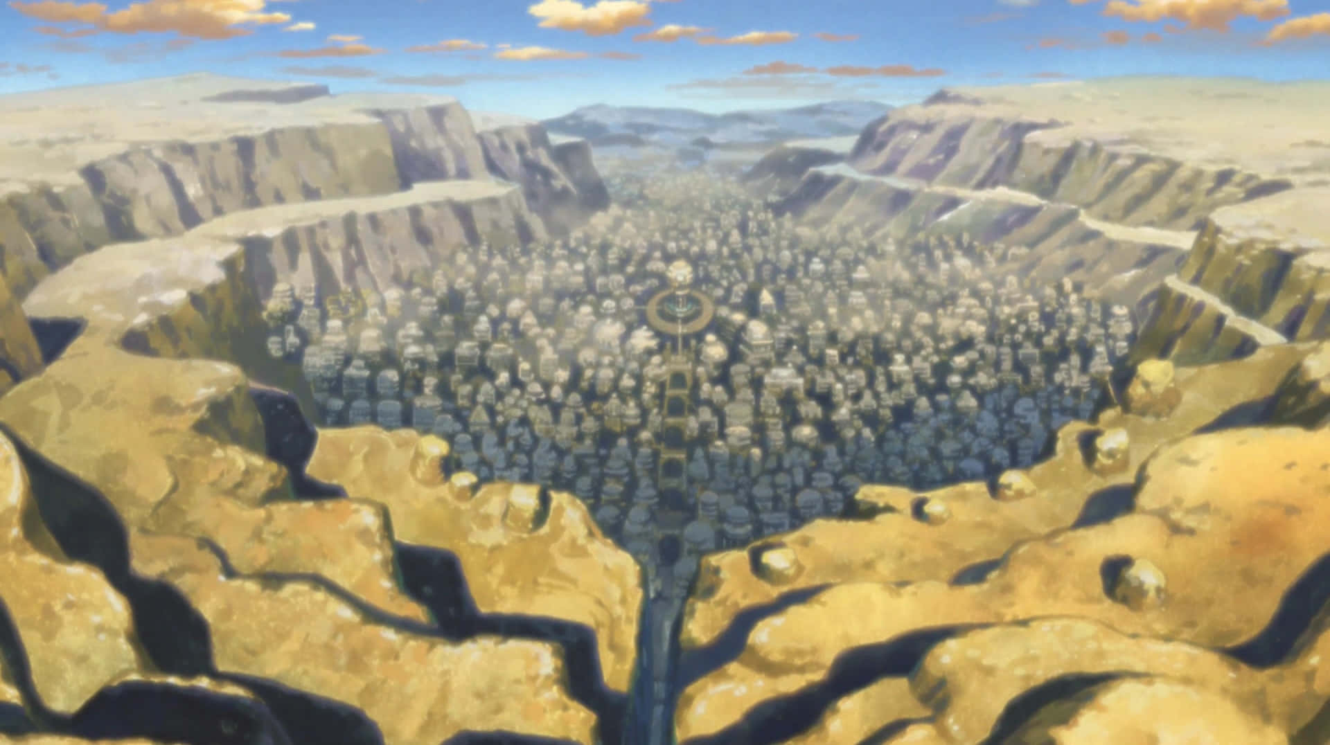 Hidden Sand Village, sunset, aerial view, Full HD Desktop Wallpaper