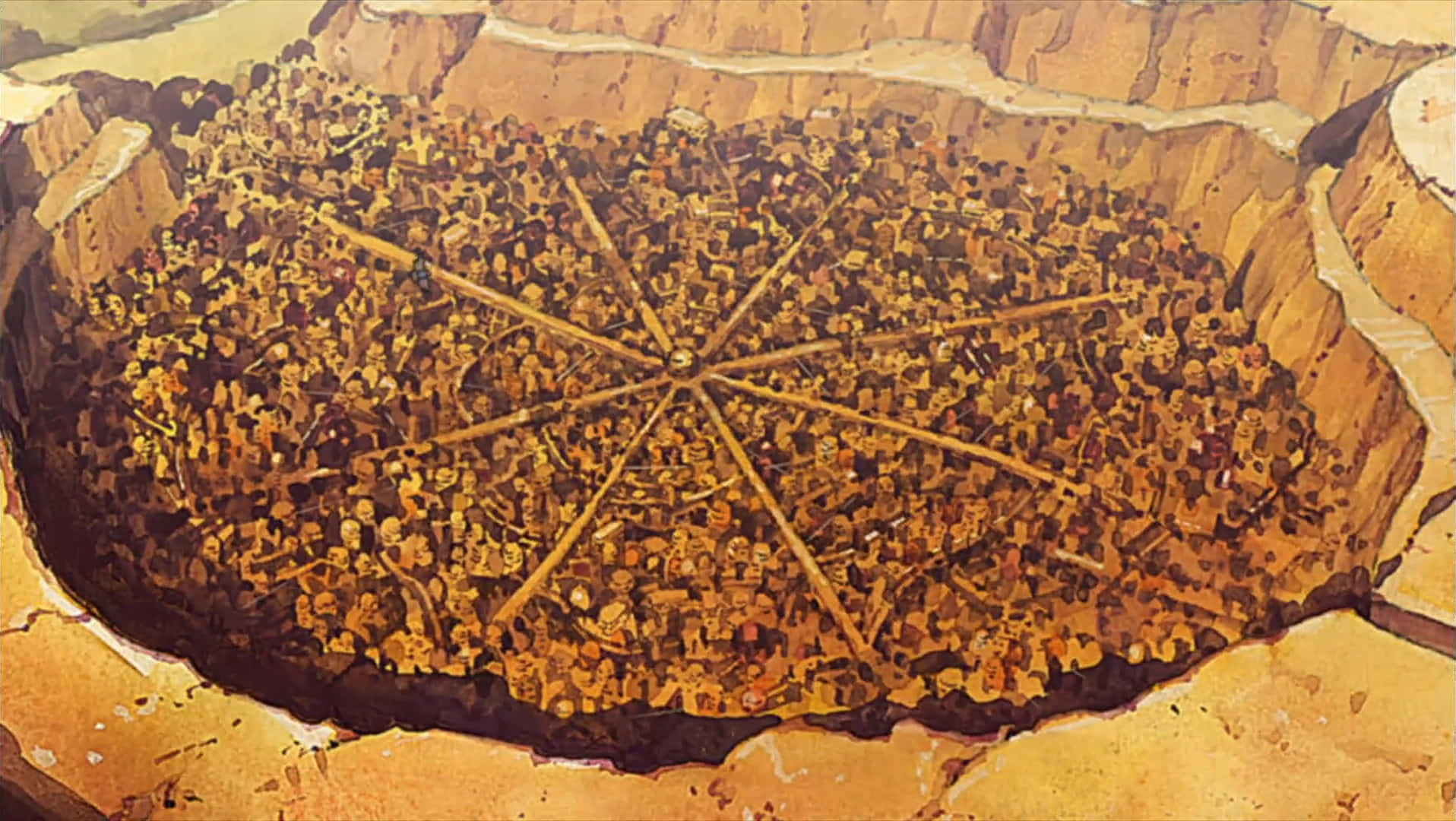 Hidden Sand Village, sunset, aerial view, HD Desktop Wallpaper
