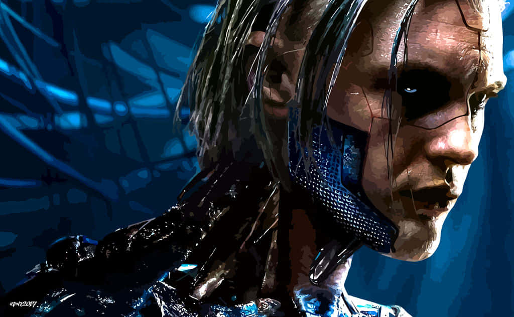 Hideo Kuze, glowing blue eyes, metallic facial implants, SD Desktop Wallpaper