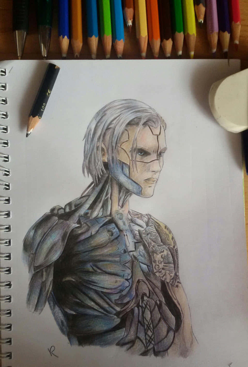 Hideo Kuze, silver hair, mechanical faceplate, HD Phone Wallpaper