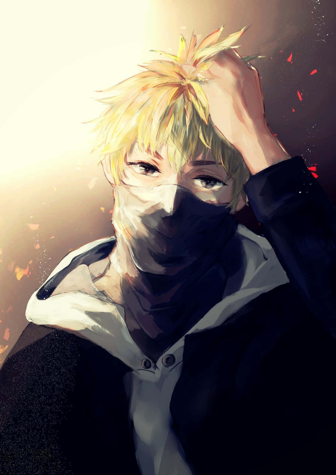 Hideyoshi Nagachika, blonde anime boy, black mask, HD Phone Wallpaper