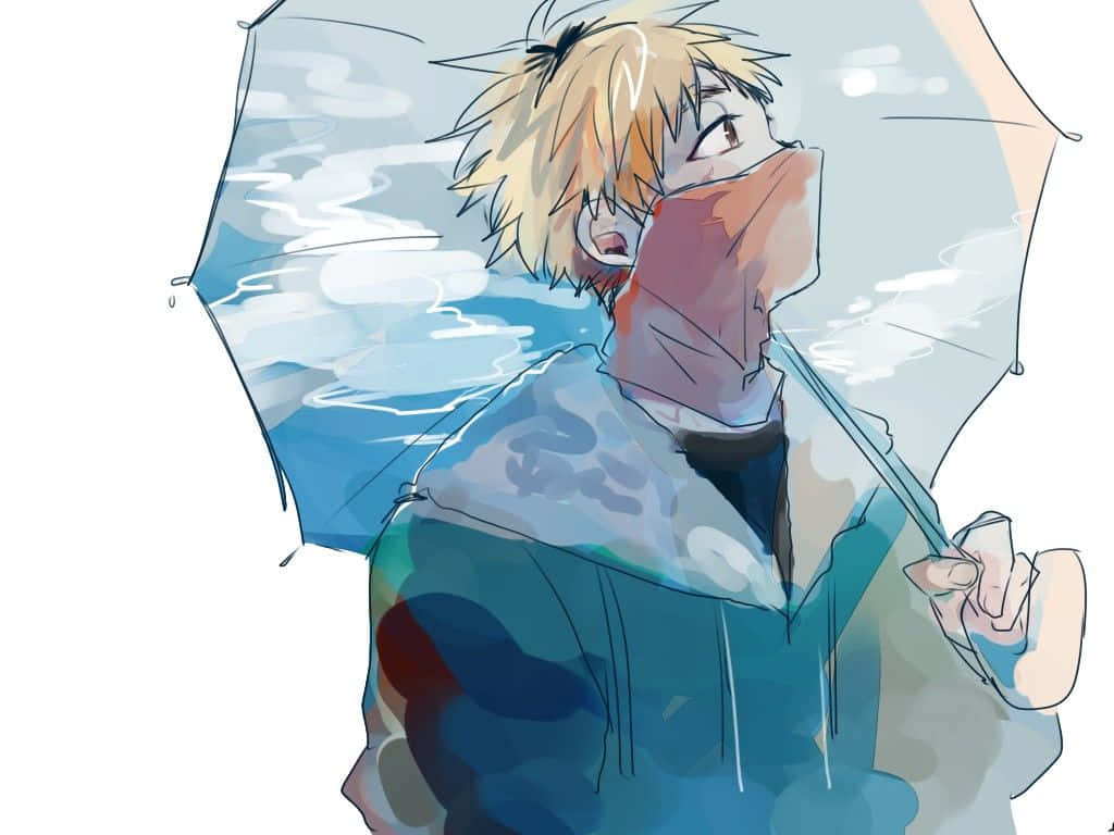 Hideyoshi Nagachika, spiky blonde hair, transparent umbrella, SD Desktop Wallpaper