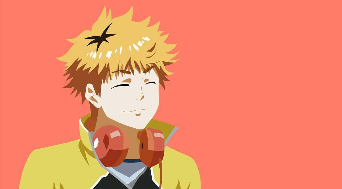 Hideyoshi Nagachika, spiky blonde hair, red headphones, SD Desktop Wallpaper