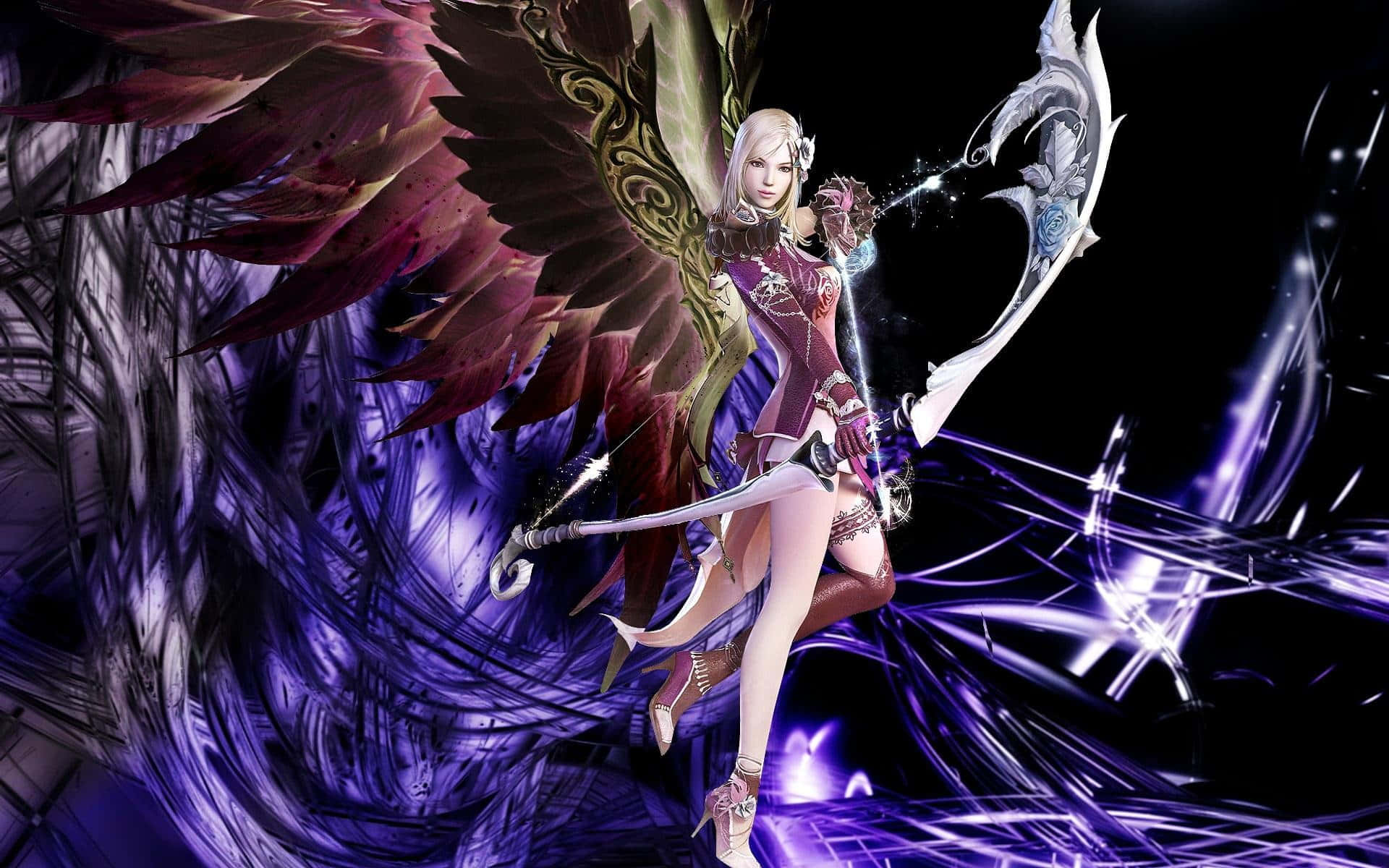 High Elf Archer, magical forest, glowing sword, Full HD Desktop Wallpaper